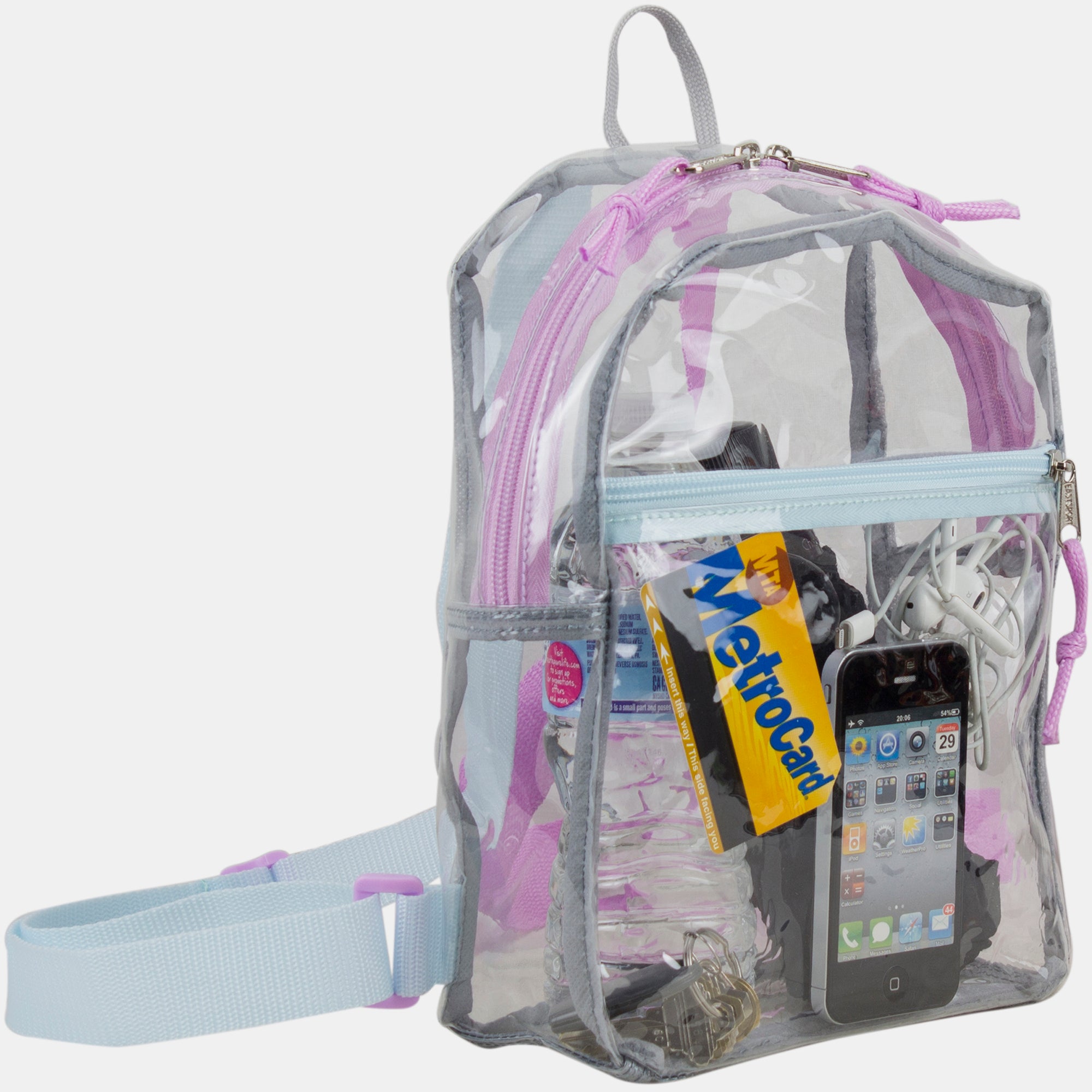 Eastsport 100% Transparent Clear Mini Backpack with Adjustable Straps