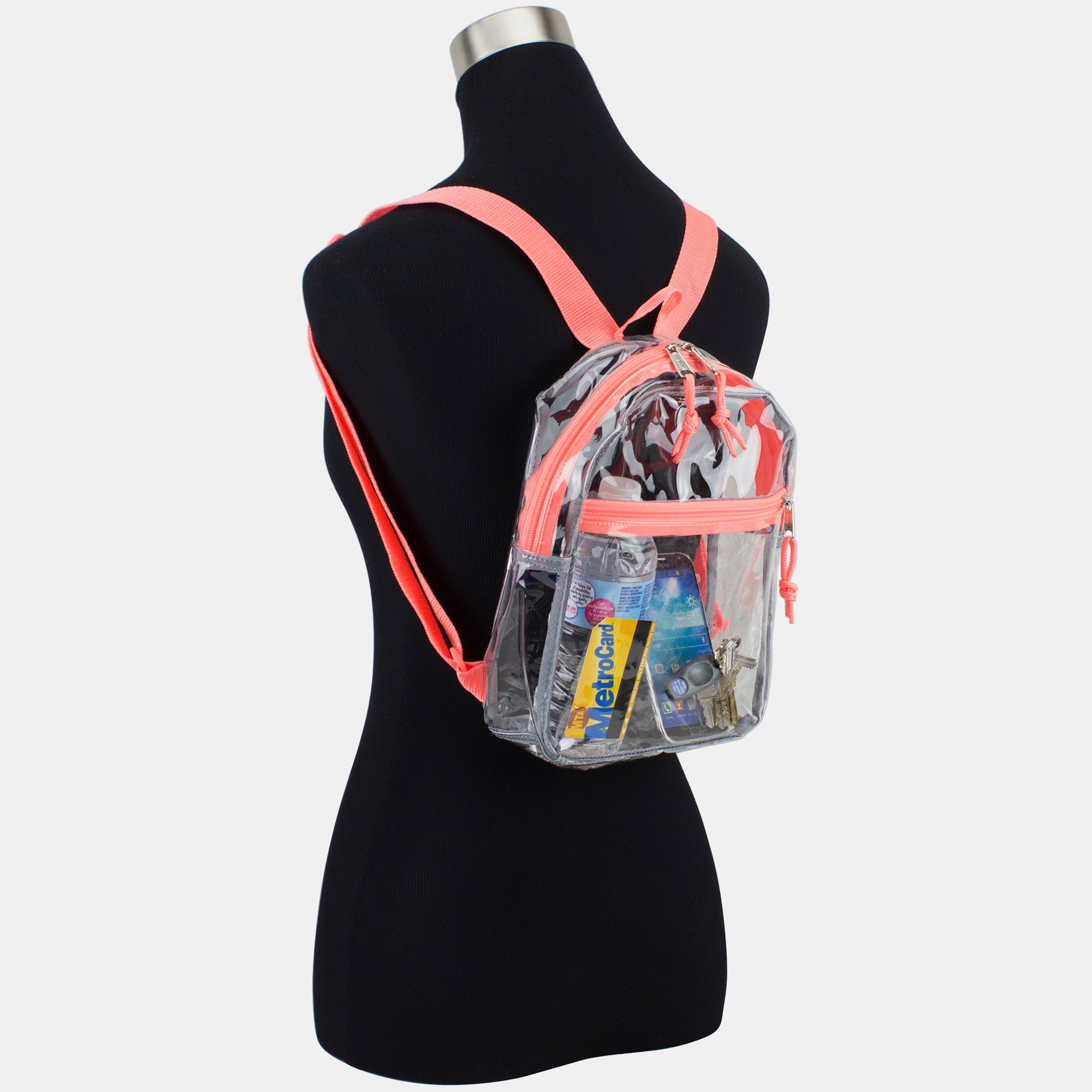 Eastsport 100% Transparent Clear Mini Backpack with Adjustable Straps