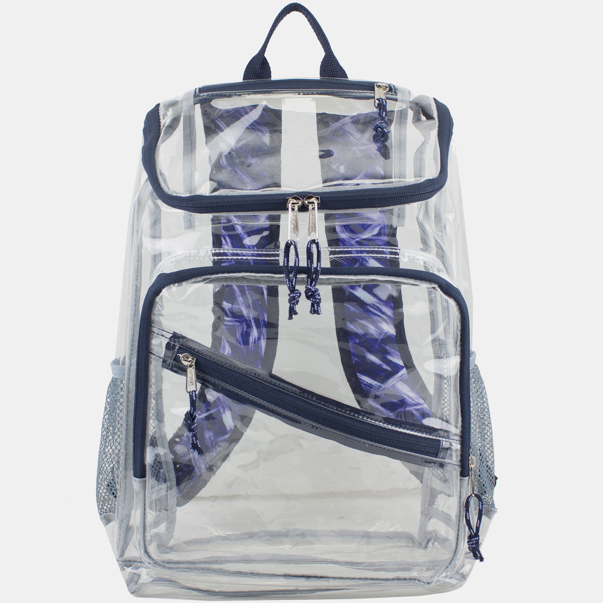 Eastsport Durable Clear Top Loader Backpack with Adjustable Colorful Straps - Transparent