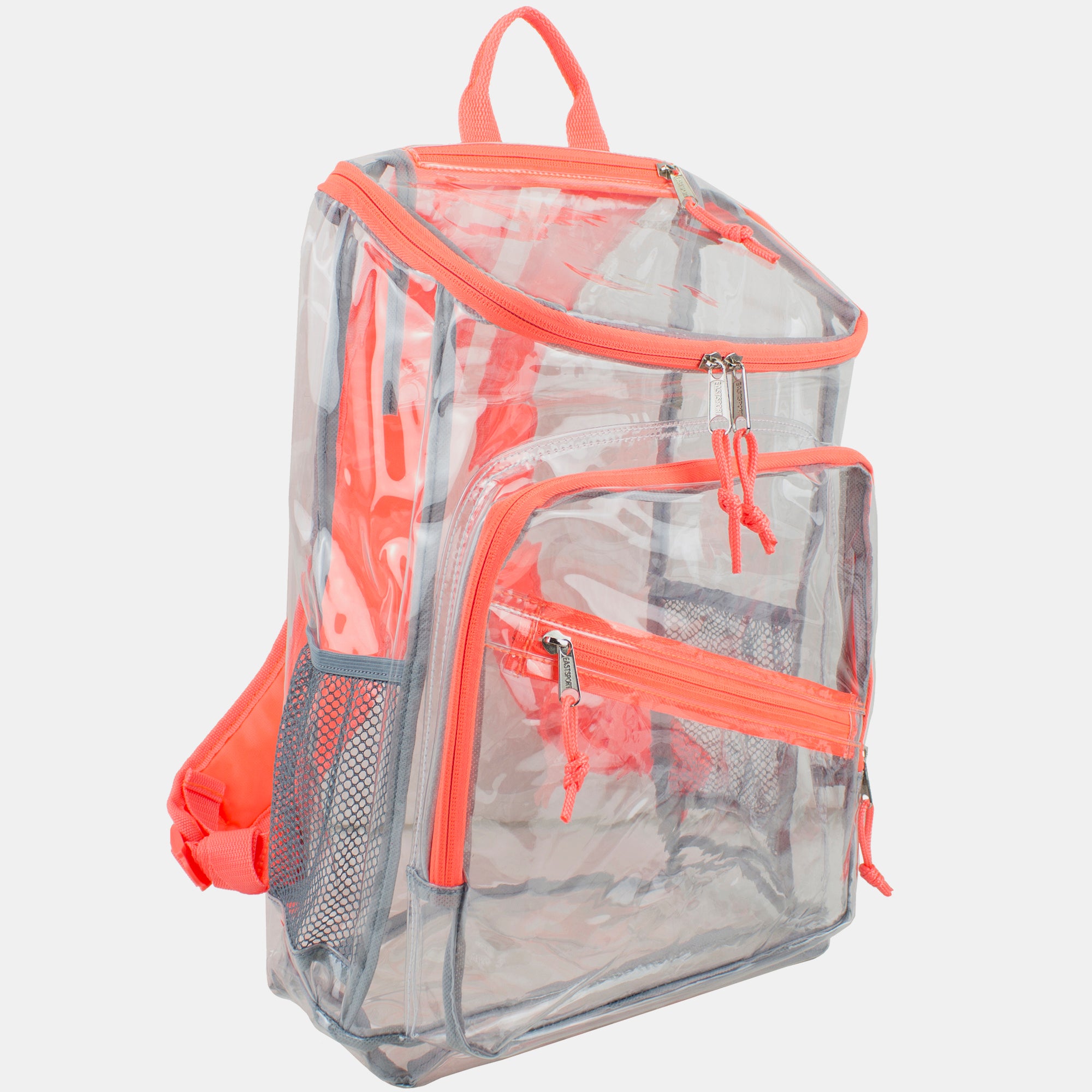 Eastsport Durable Clear Top Loader Backpack with Adjustable Colorful Straps - Transparent