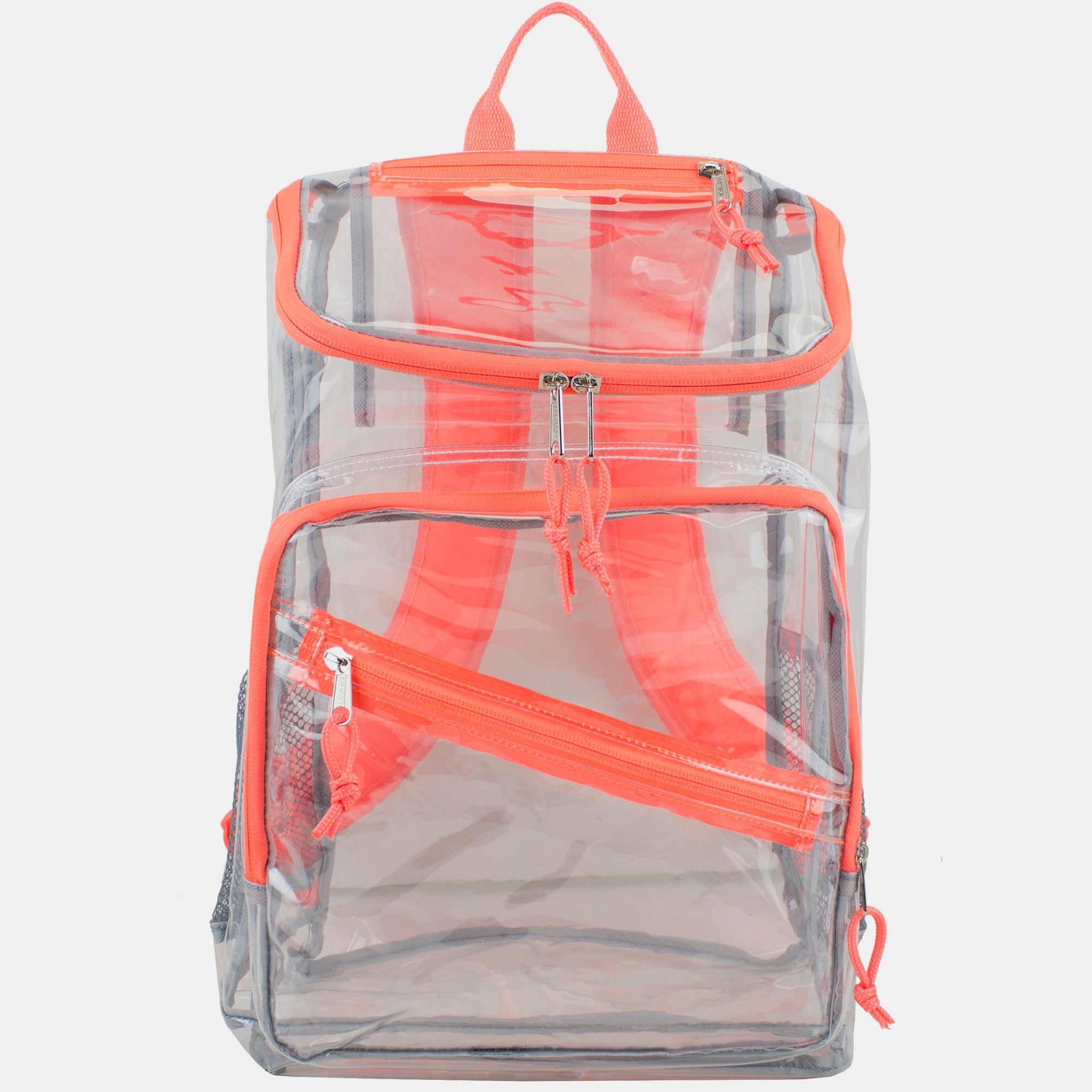 Eastsport Durable Clear Top Loader Backpack with Adjustable Colorful Straps - Transparent