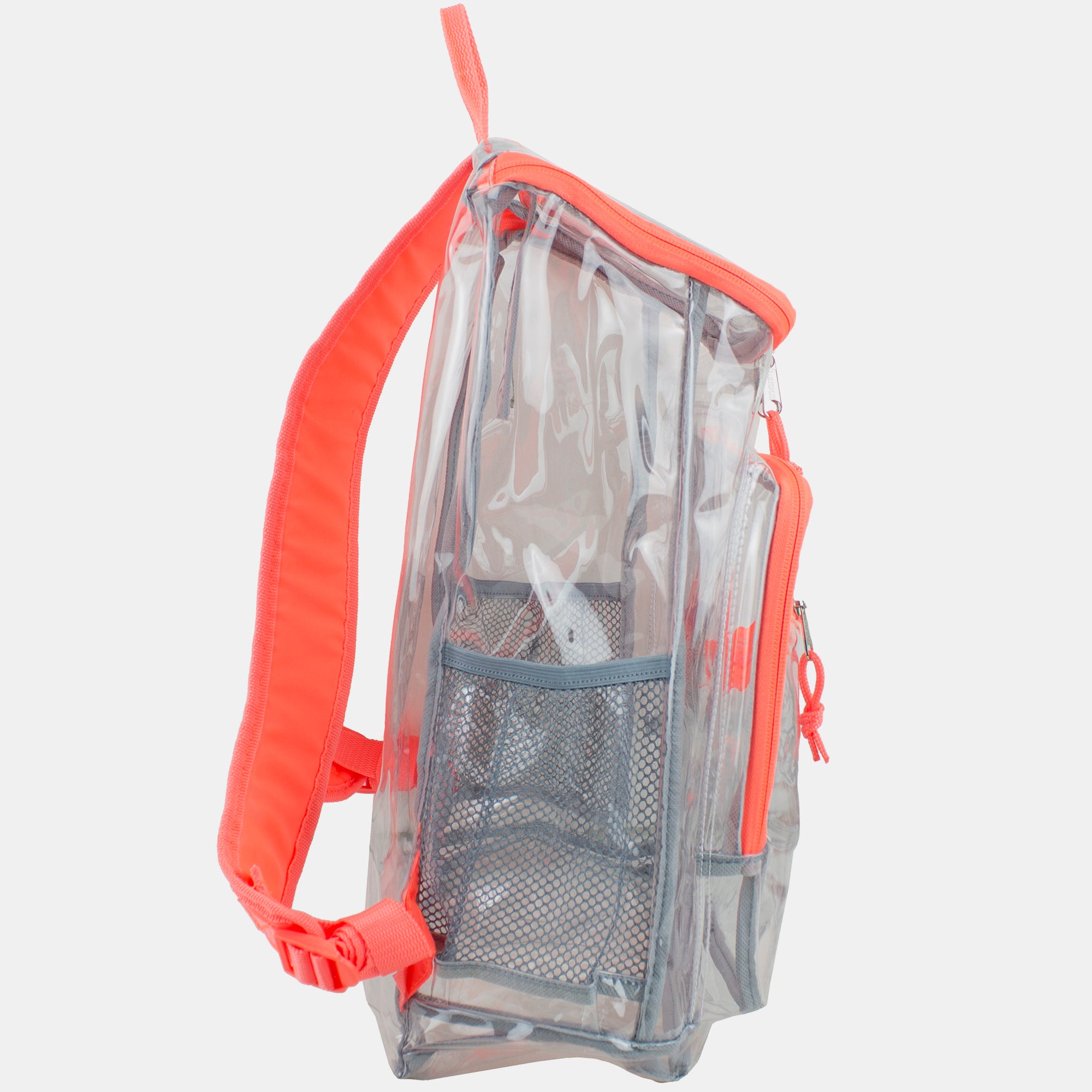 Eastsport Durable Clear Top Loader Backpack with Adjustable Colorful Straps - Transparent