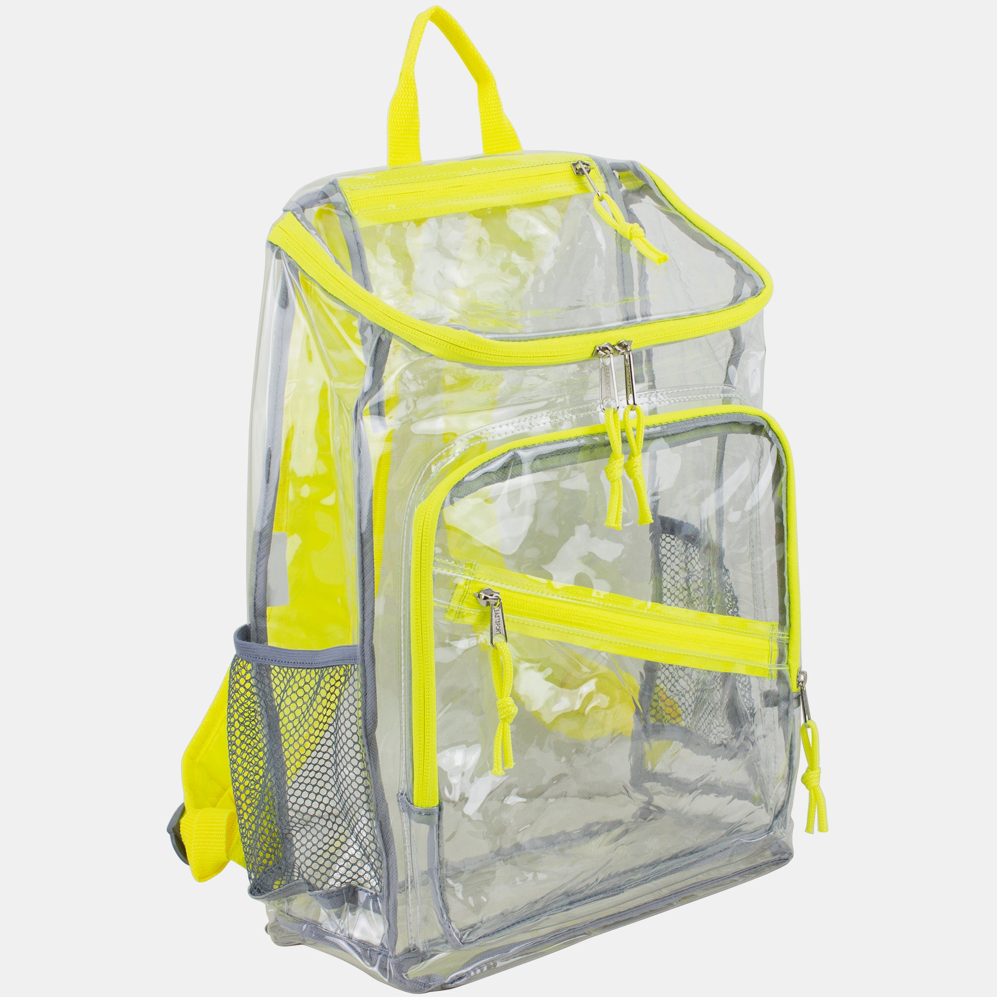 Eastsport Durable Clear Top Loader Backpack with Adjustable Colorful Straps - Transparent