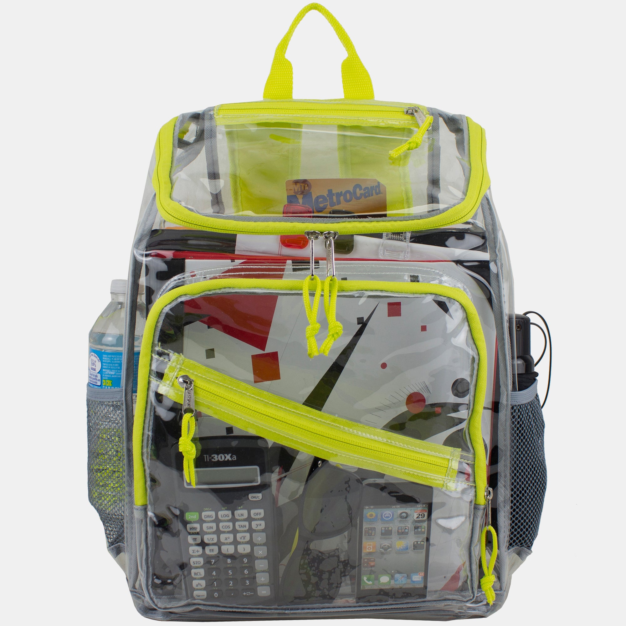 Eastsport Durable Clear Top Loader Backpack with Adjustable Colorful Straps - Transparent