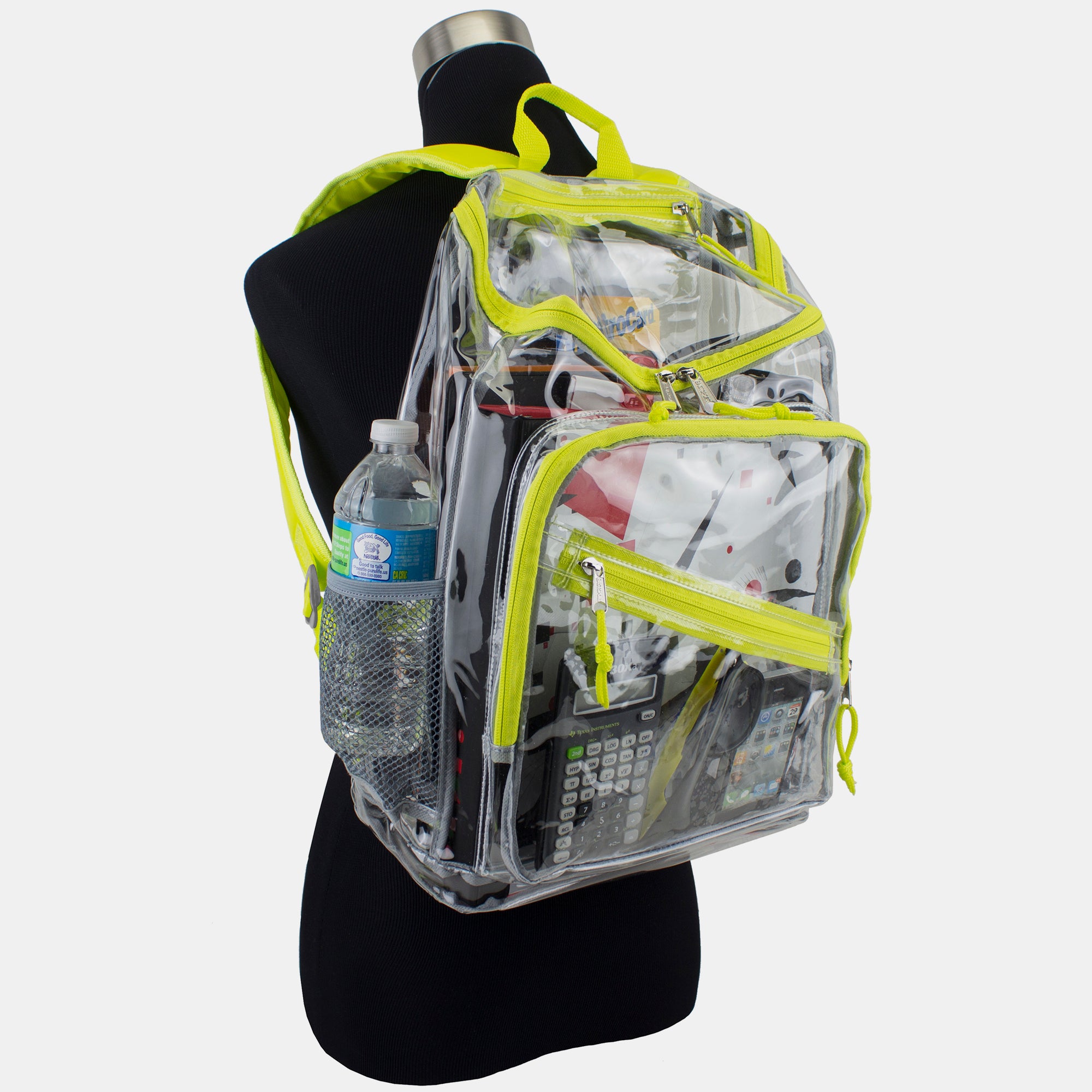 Eastsport Durable Clear Top Loader Backpack with Adjustable Colorful Straps - Transparent