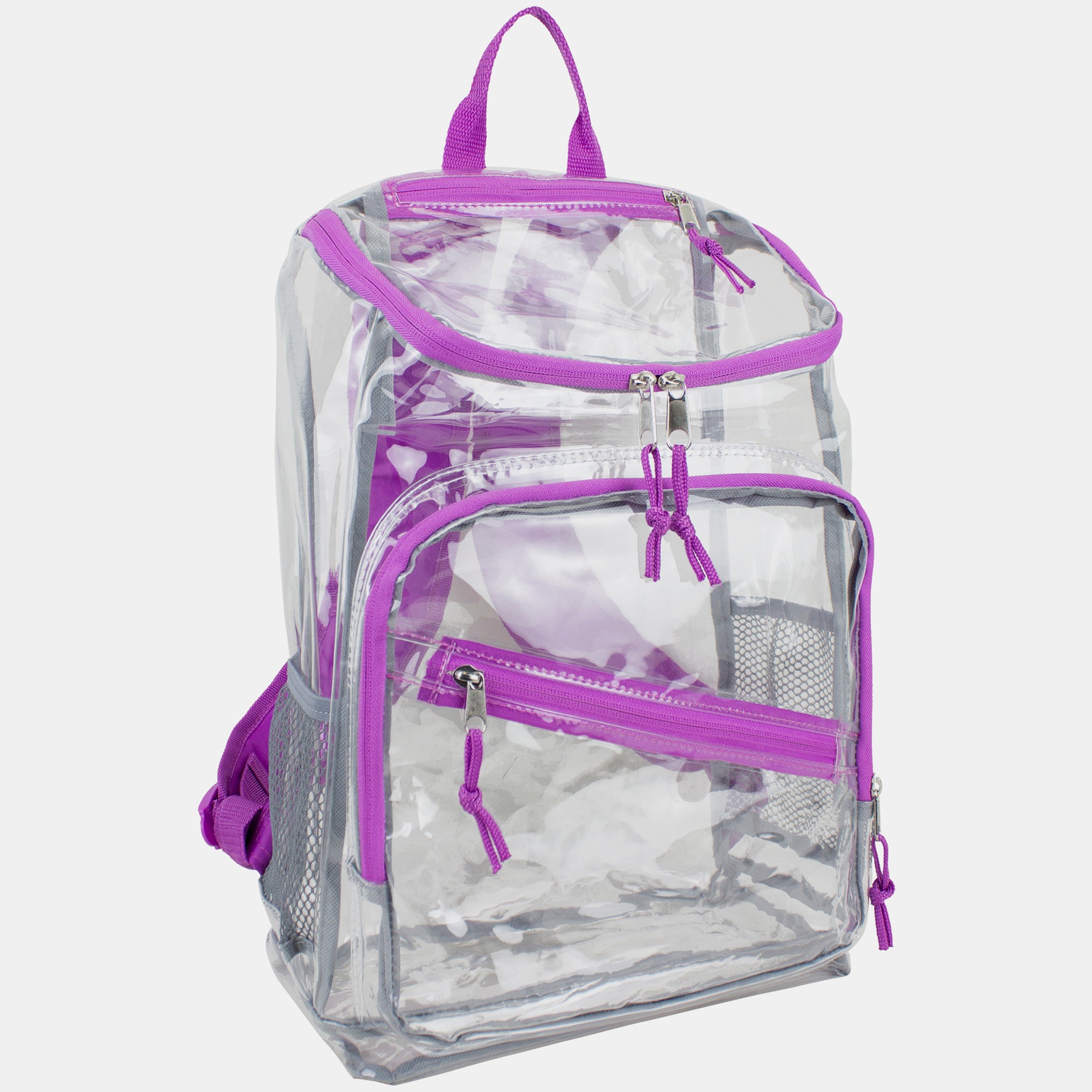 Eastsport Durable Clear Top Loader Backpack with Adjustable Colorful Straps - Transparent