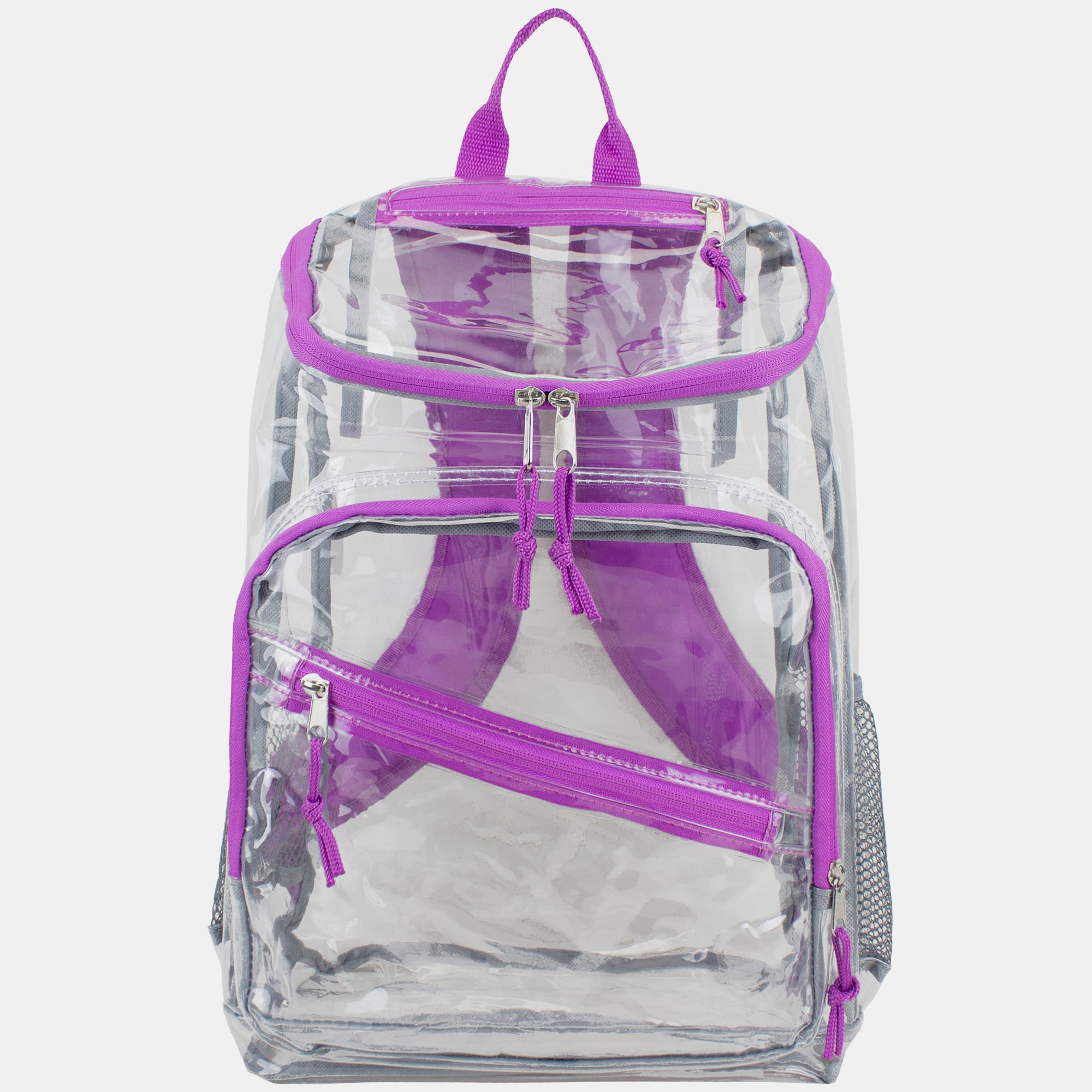 Eastsport Durable Clear Top Loader Backpack with Adjustable Colorful Straps - Transparent