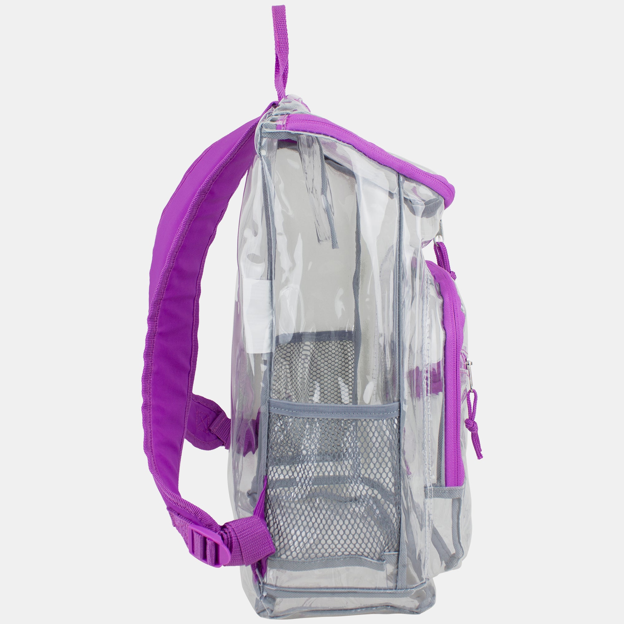 Eastsport Durable Clear Top Loader Backpack with Adjustable Colorful Straps - Transparent