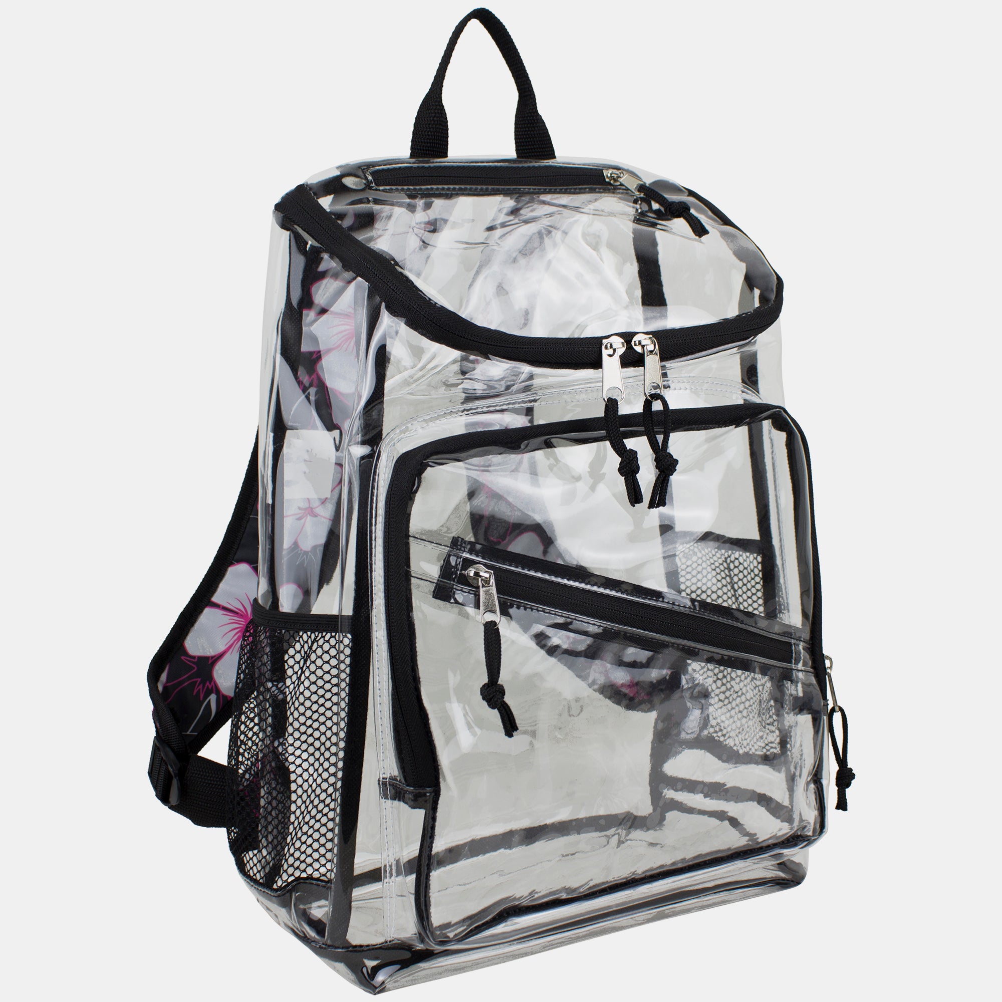 Eastsport Durable Clear Top Loader Backpack with Adjustable Colorful Straps - Transparent