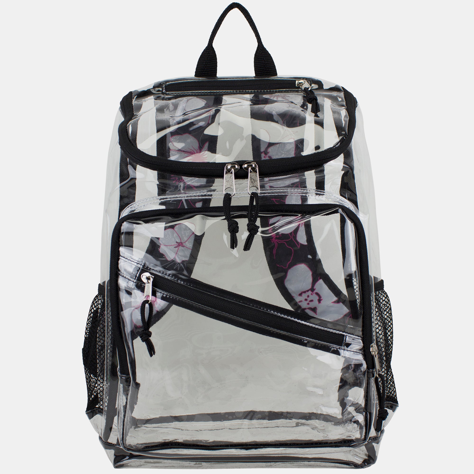 Eastsport Durable Clear Top Loader Backpack with Adjustable Colorful Straps - Transparent