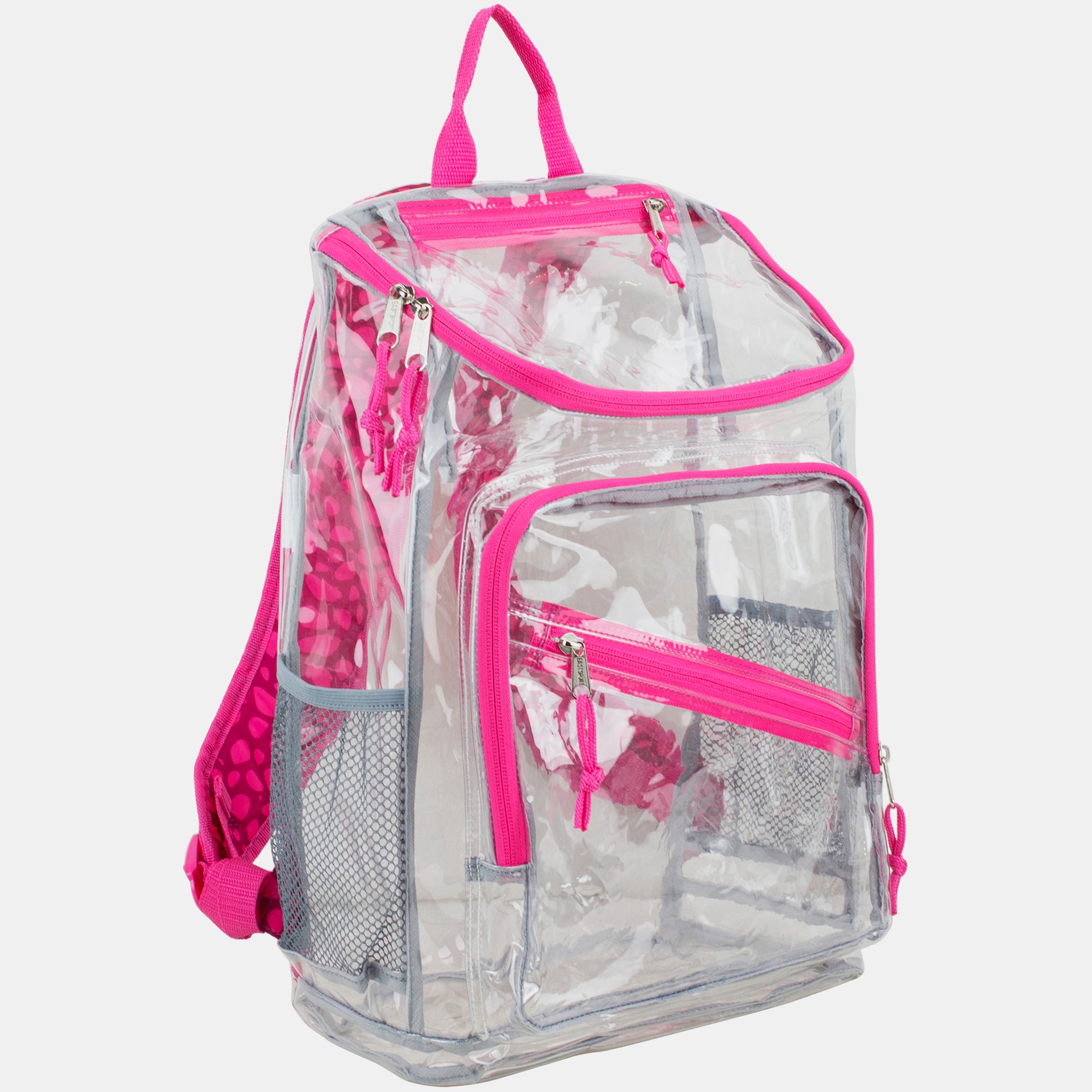 Eastsport Durable Clear Top Loader Backpack with Adjustable Colorful Straps - Transparent