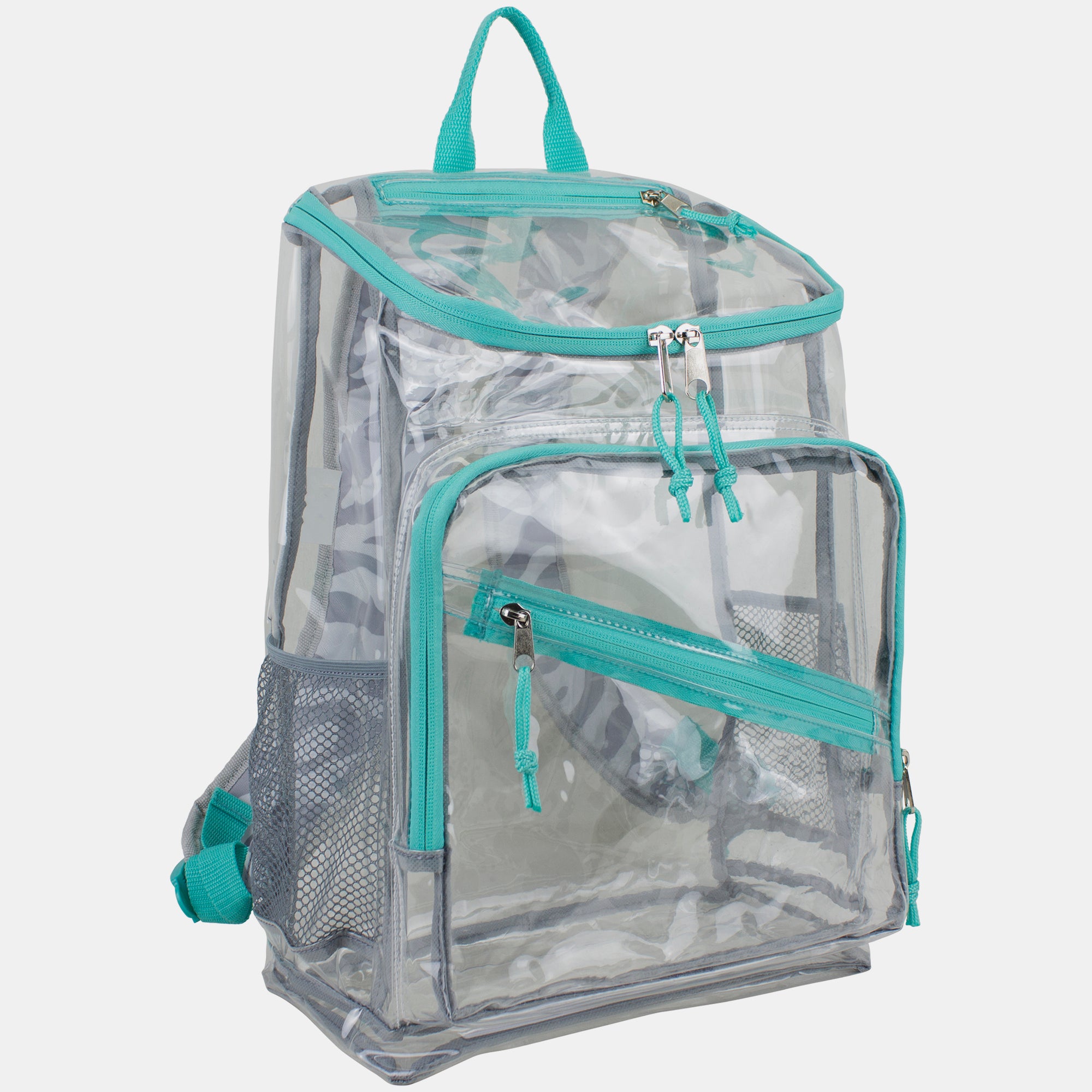 Eastsport Durable Clear Top Loader Backpack with Adjustable Colorful Straps - Transparent