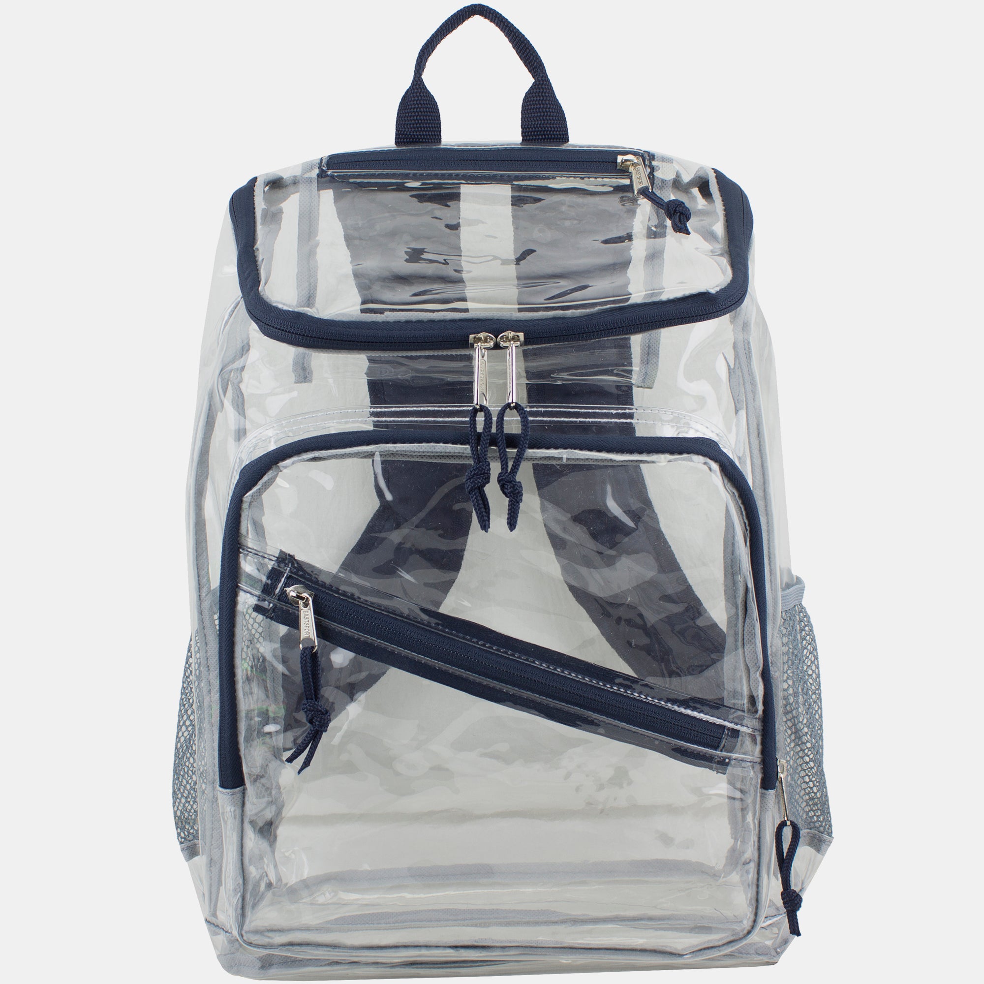 Eastsport Durable Clear Top Loader Backpack with Adjustable Colorful Straps - Transparent