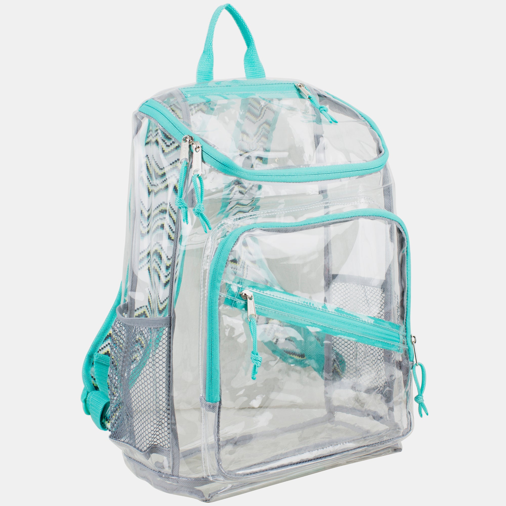 Eastsport Durable Clear Top Loader Backpack with Adjustable Colorful Straps - Transparent