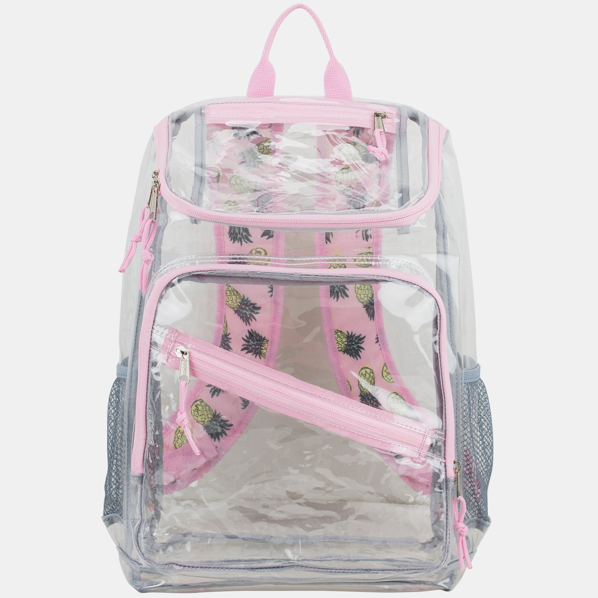 Eastsport Durable Clear Top Loader Backpack with Adjustable Colorful Straps - Transparent