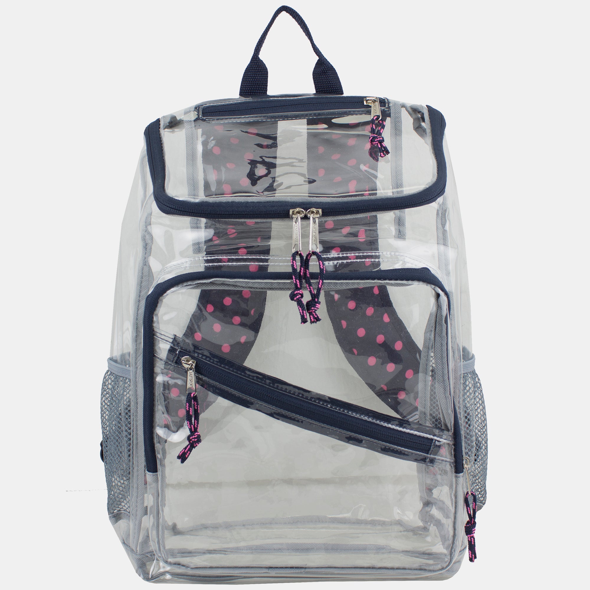 Eastsport Durable Clear Top Loader Backpack with Adjustable Colorful Straps - Transparent