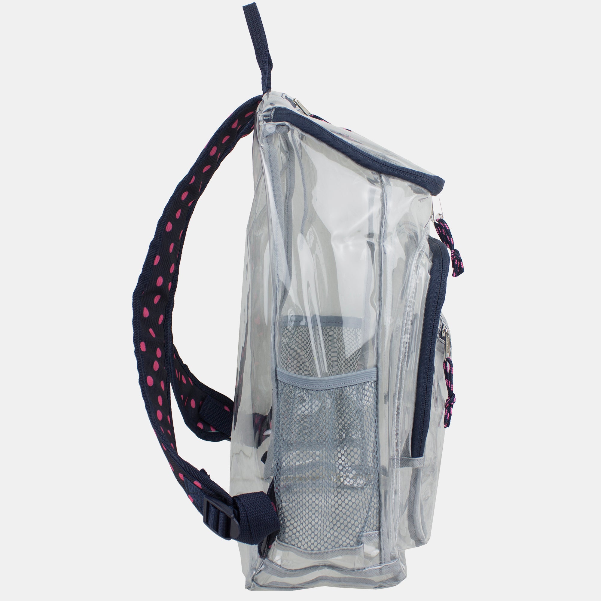 Eastsport Durable Clear Top Loader Backpack with Adjustable Colorful Straps - Transparent