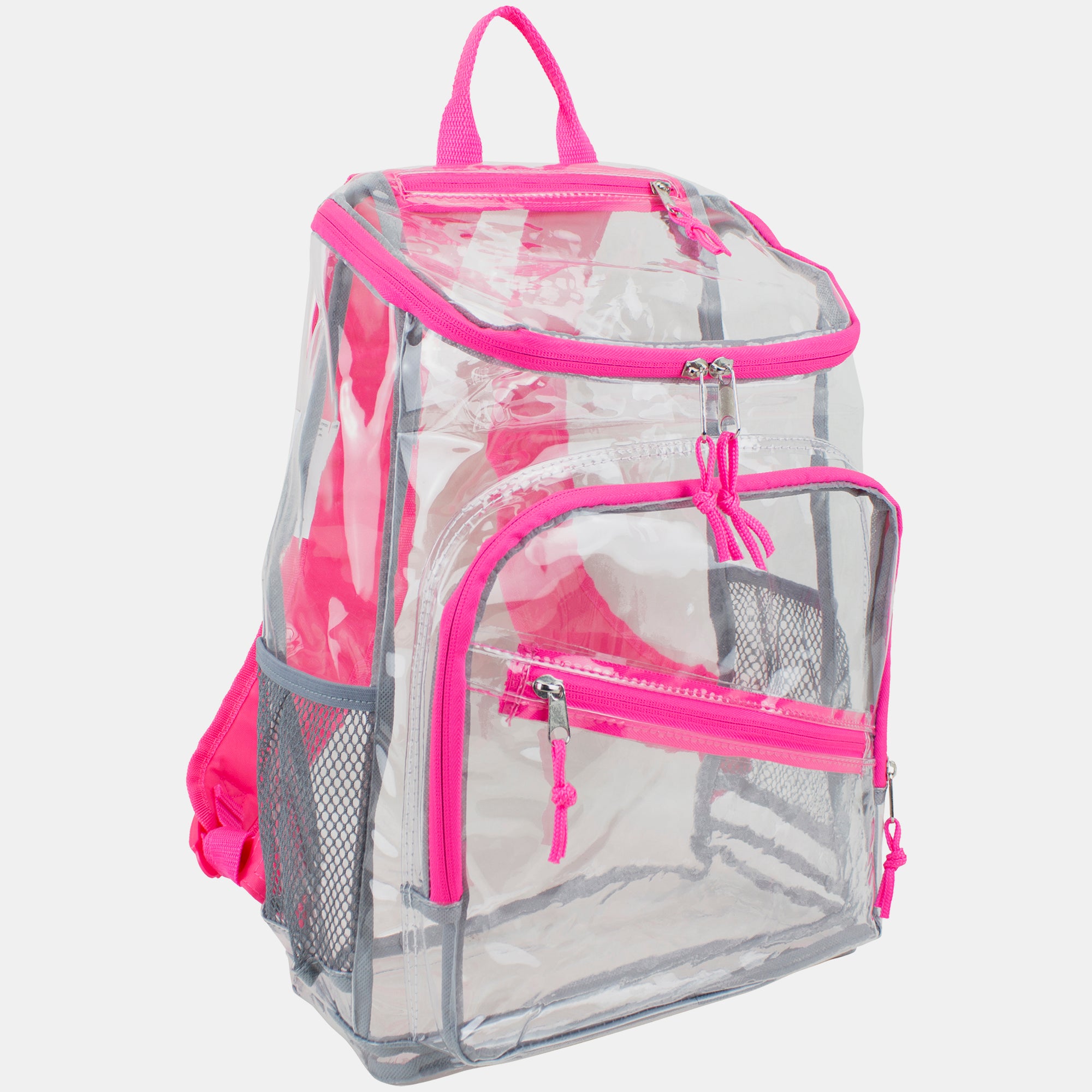 Eastsport Durable Clear Top Loader Backpack with Adjustable Colorful Straps - Transparent