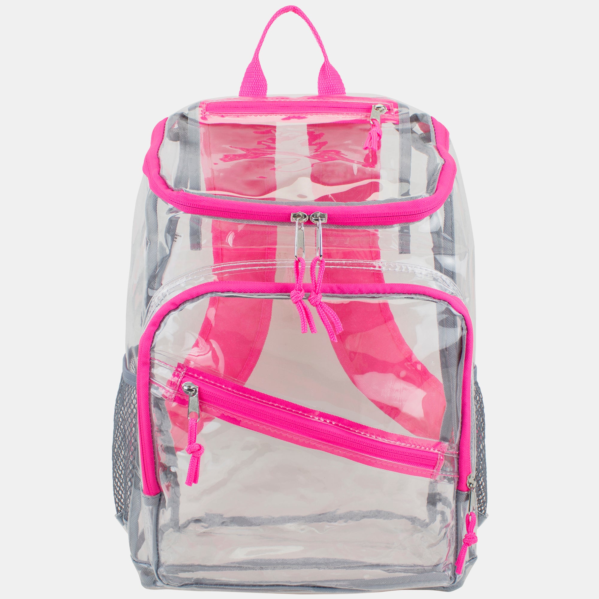 Eastsport Durable Clear Top Loader Backpack with Adjustable Colorful Straps - Transparent