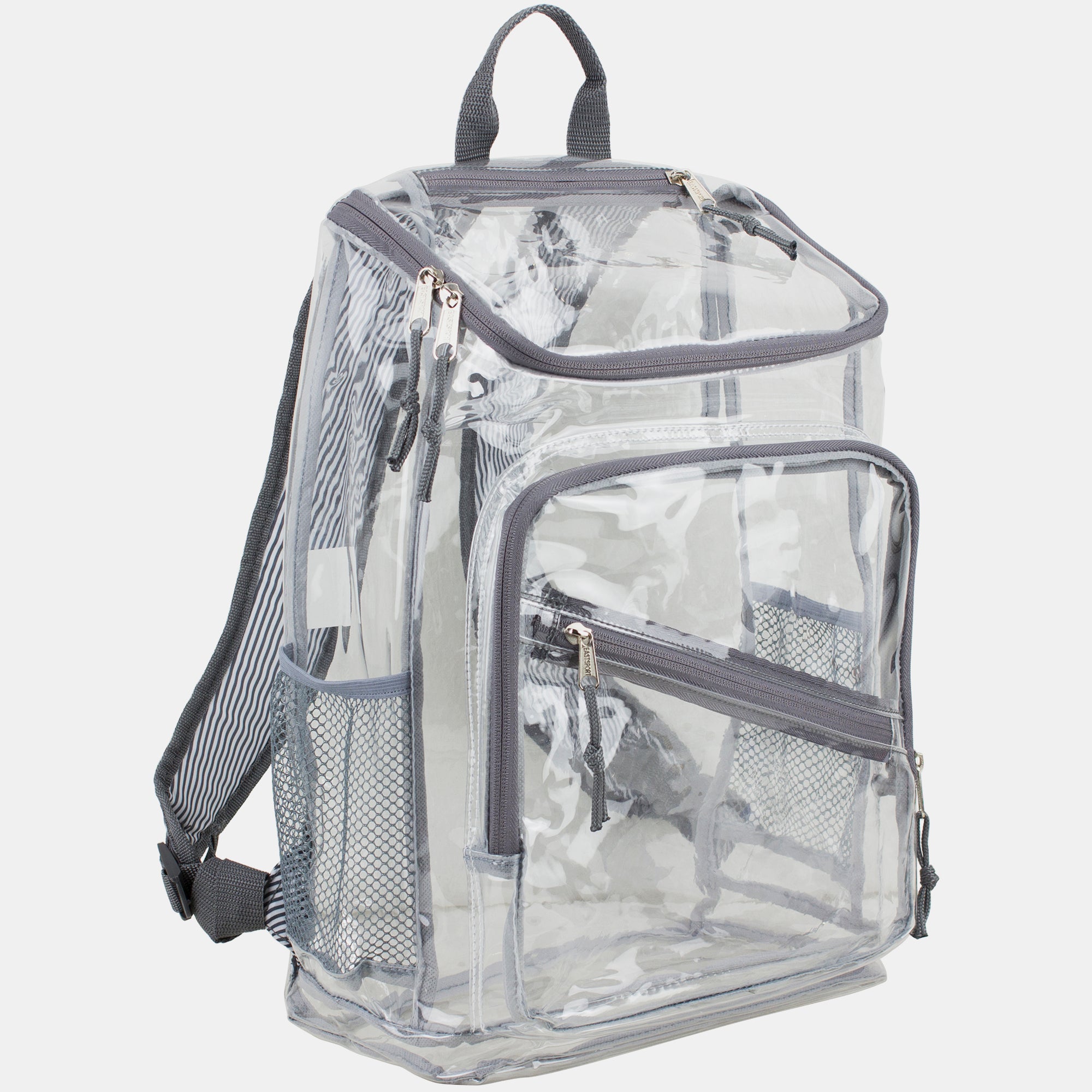 Eastsport Durable Clear Top Loader Backpack with Adjustable Colorful Straps - Transparent