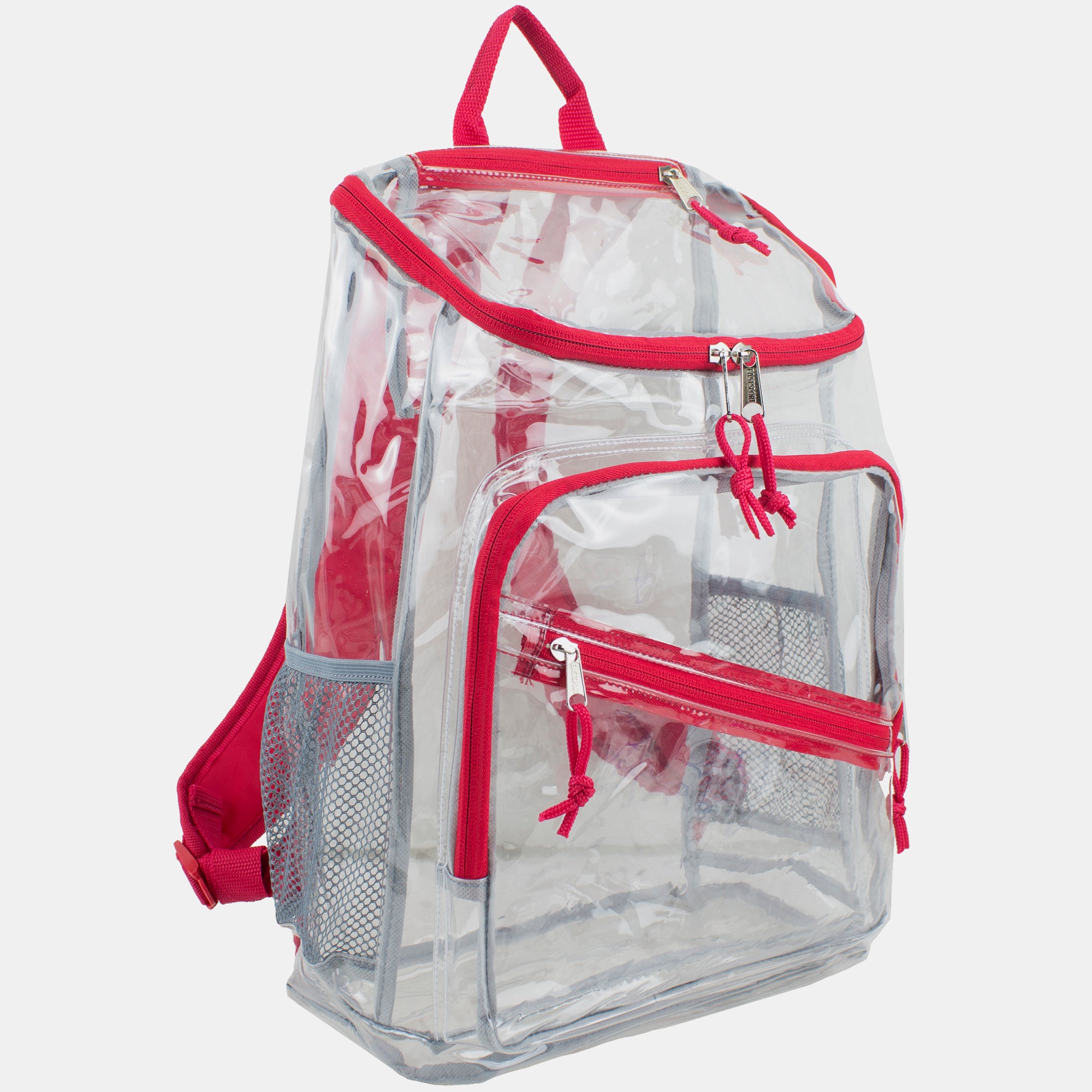 Eastsport Durable Clear Top Loader Backpack with Adjustable Colorful Straps - Transparent