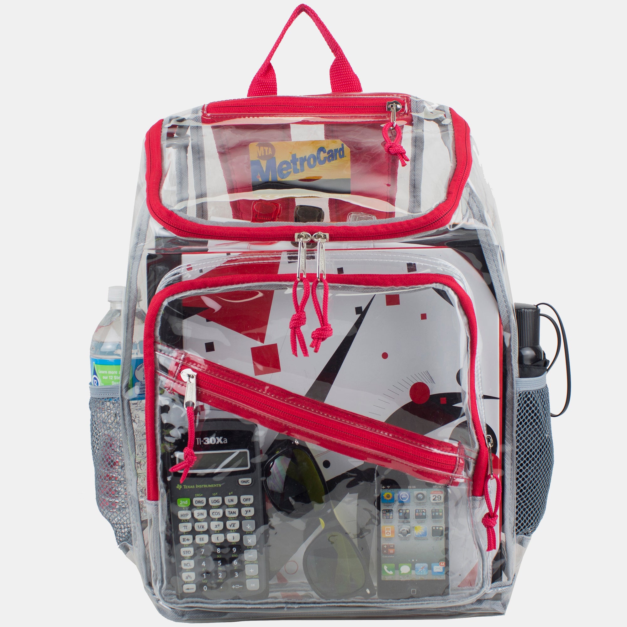 Eastsport Durable Clear Top Loader Backpack with Adjustable Colorful Straps - Transparent