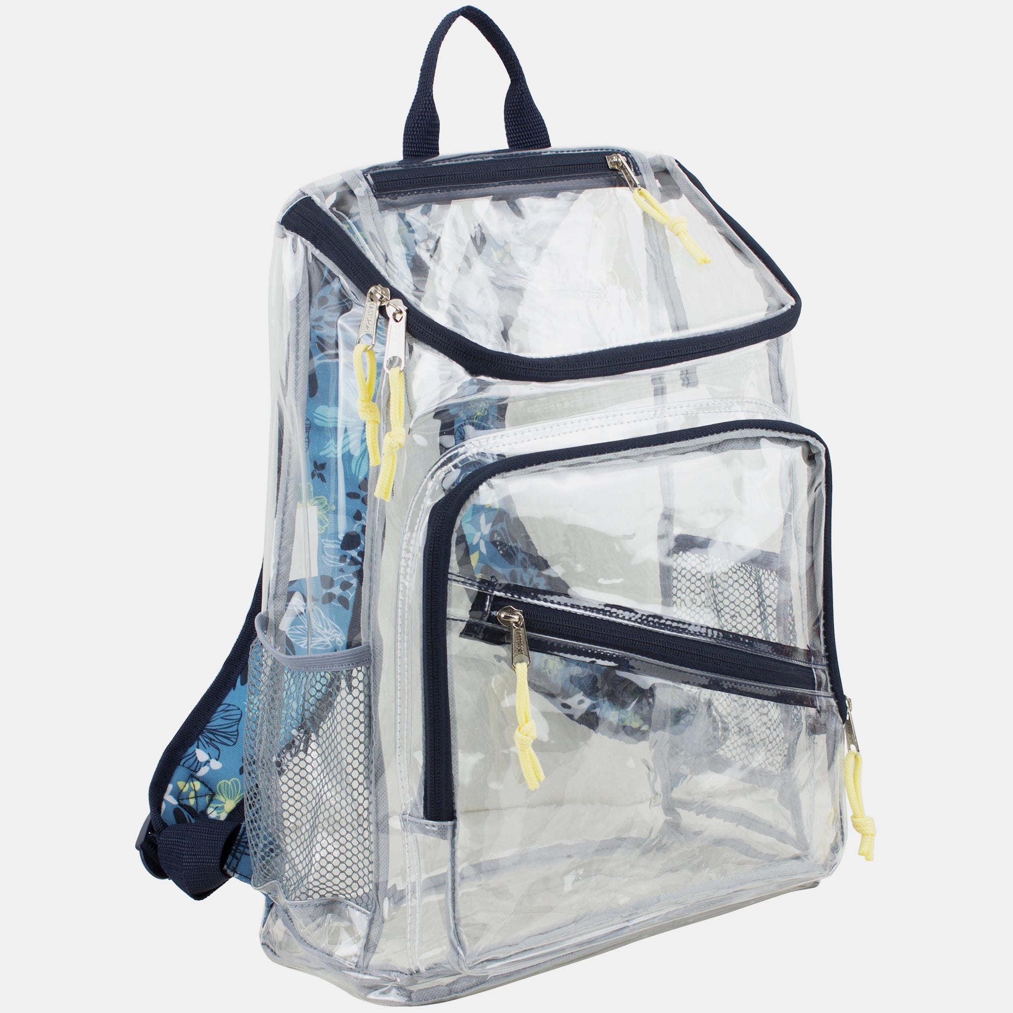 Eastsport Durable Clear Top Loader Backpack with Adjustable Colorful Straps - Transparent