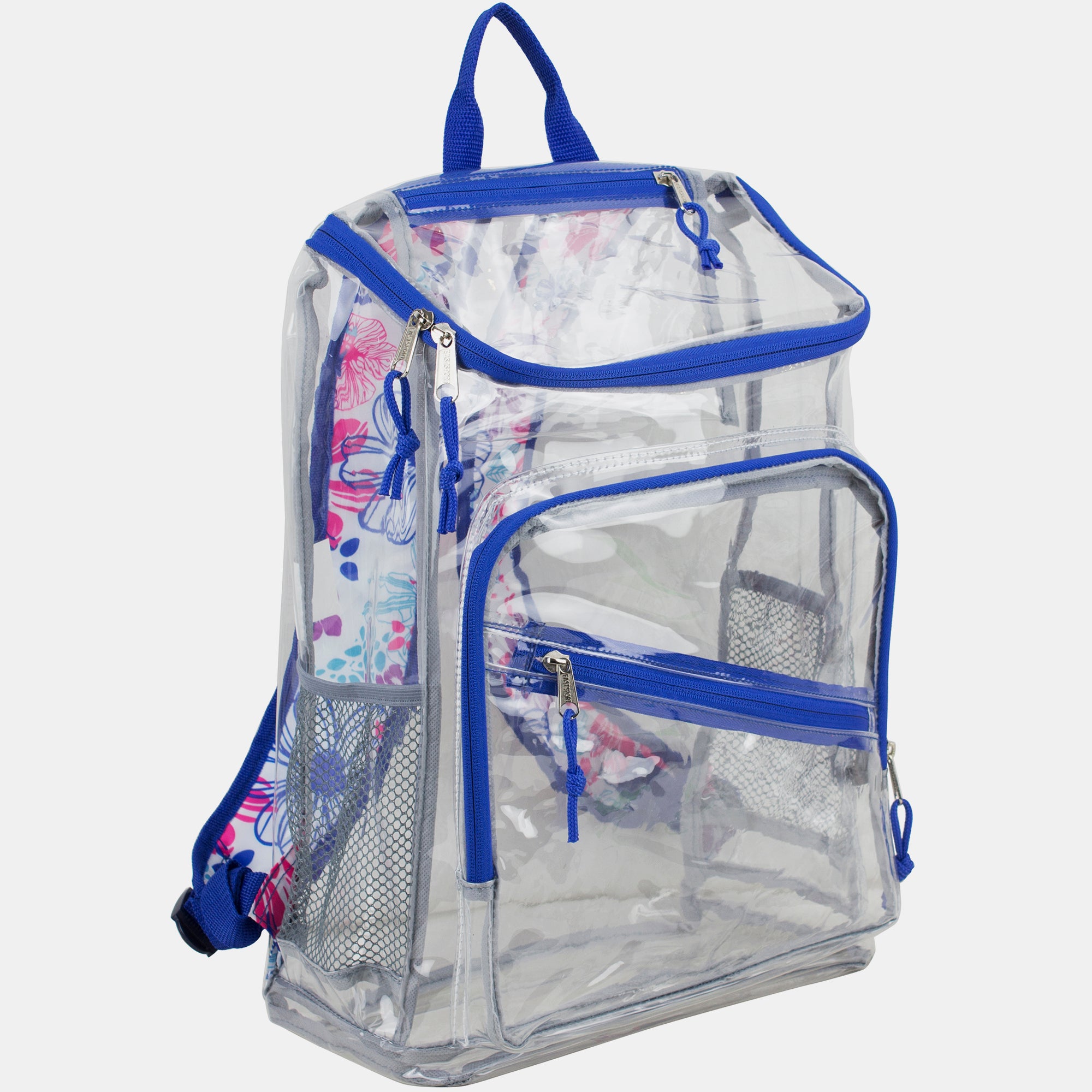 Eastsport Durable Clear Top Loader Backpack with Adjustable Colorful Straps - Transparent