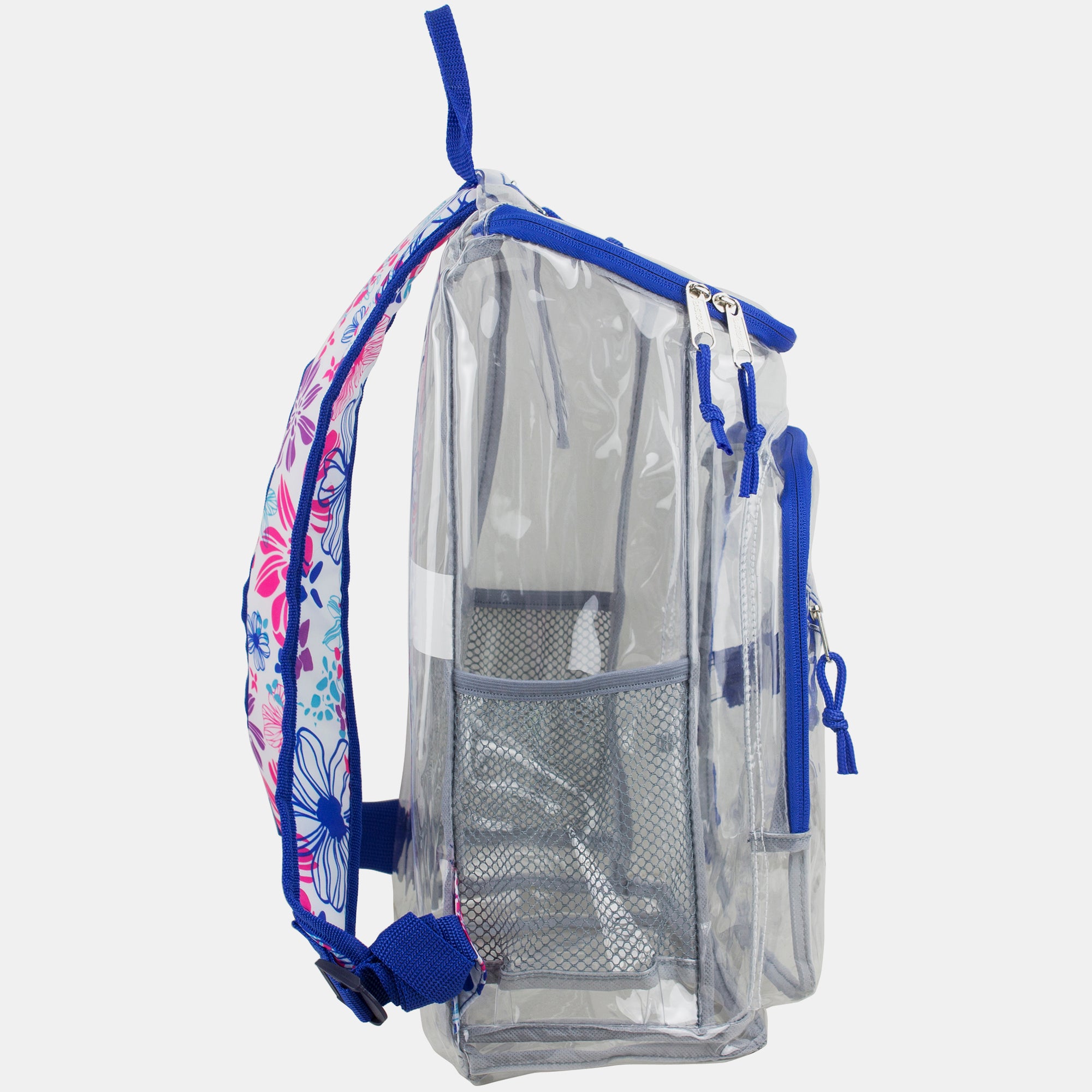 Eastsport Durable Clear Top Loader Backpack with Adjustable Colorful Straps - Transparent