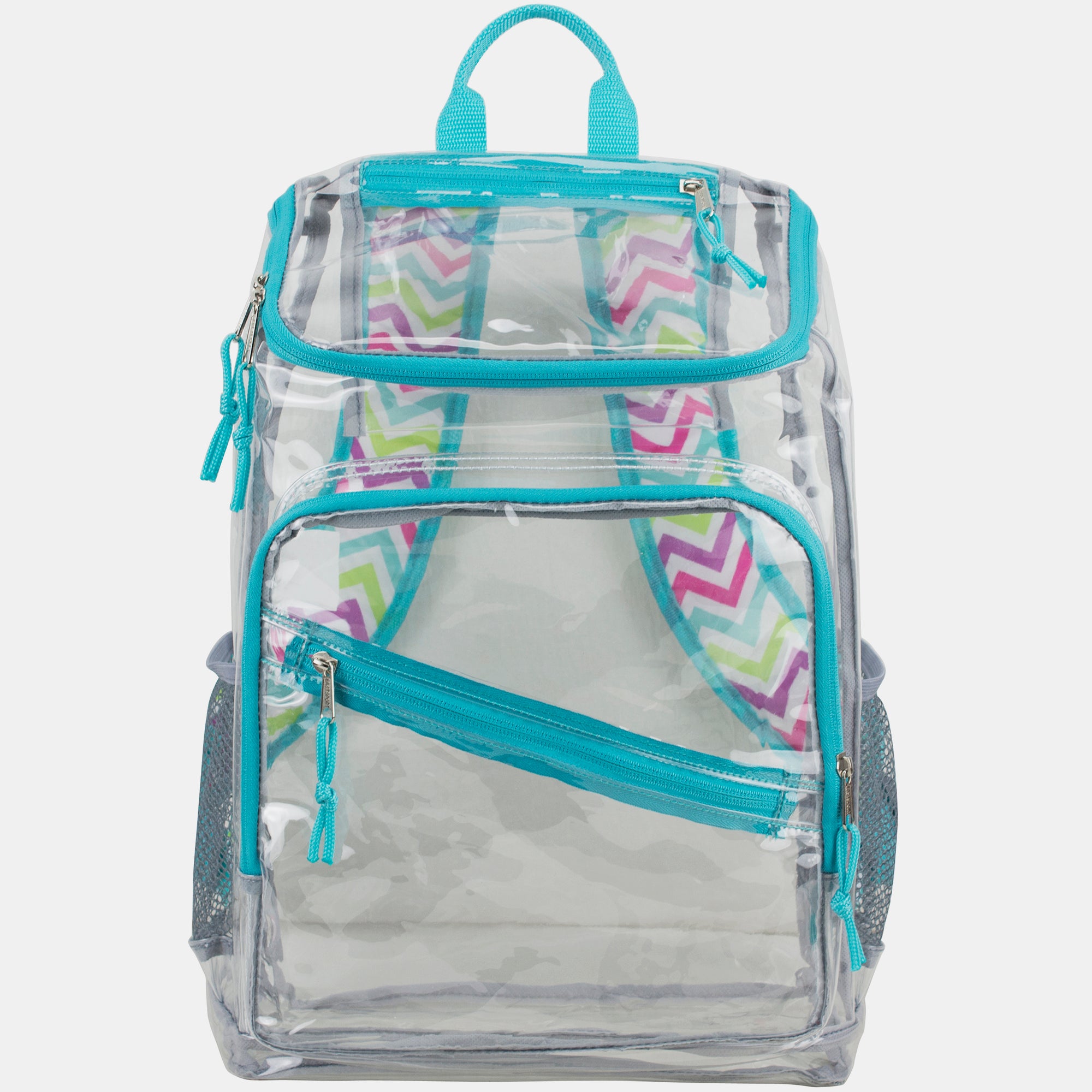 Eastsport Durable Clear Top Loader Backpack with Adjustable Colorful Straps - Transparent