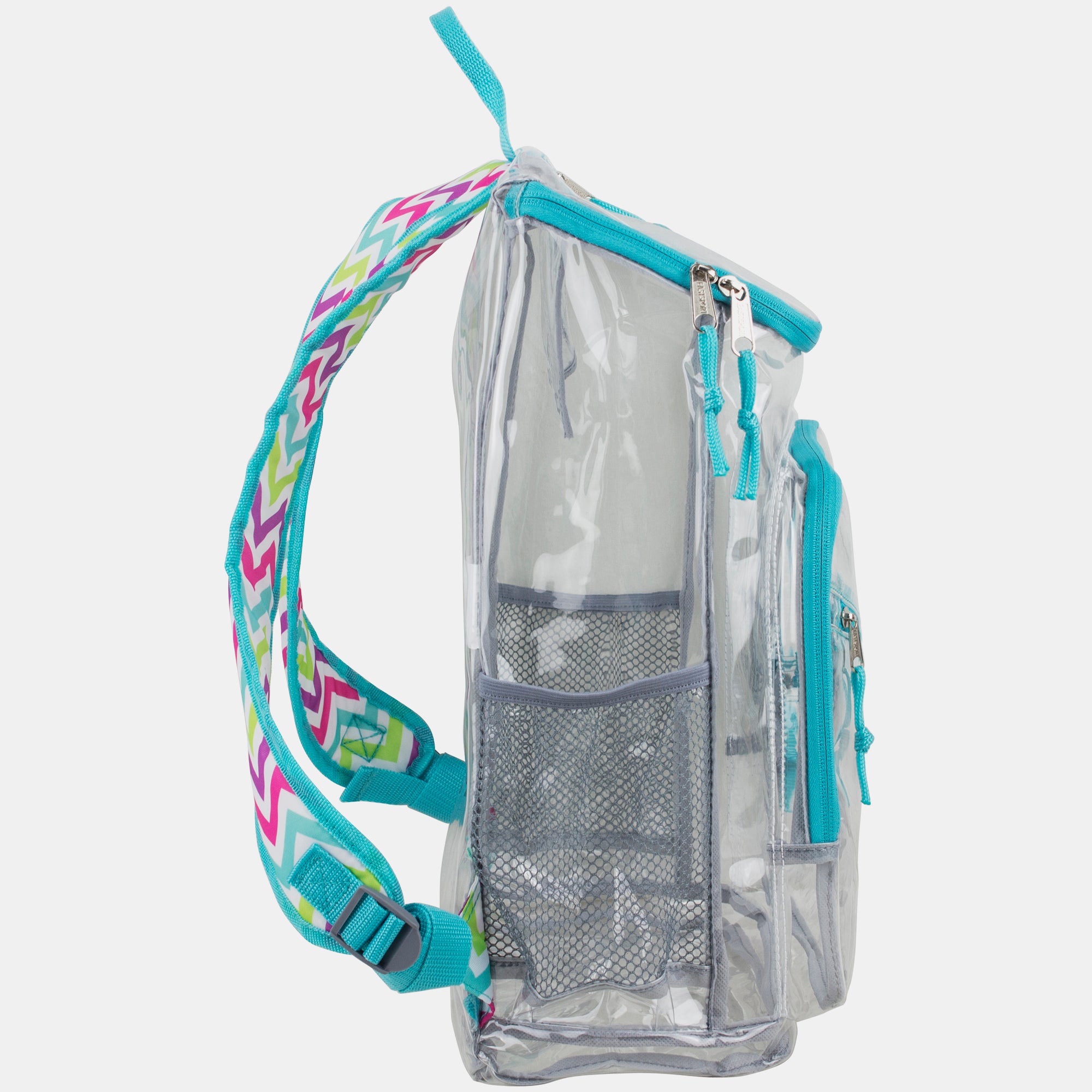 Eastsport Durable Clear Top Loader Backpack with Adjustable Colorful Straps - Transparent