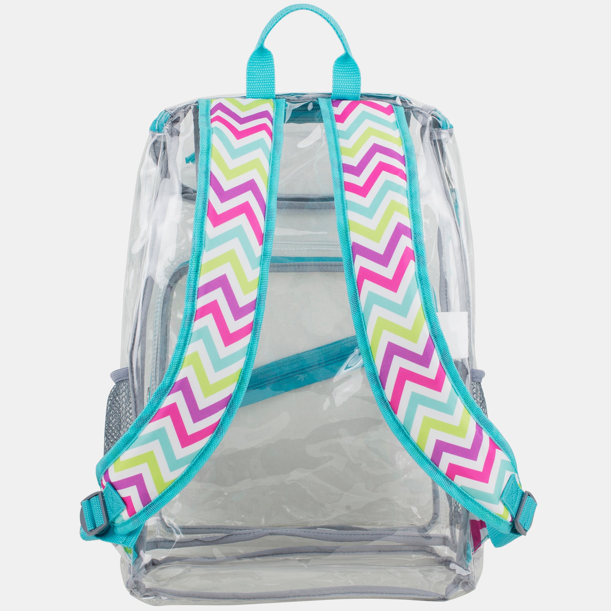 Eastsport Durable Clear Top Loader Backpack with Adjustable Colorful Straps - Transparent