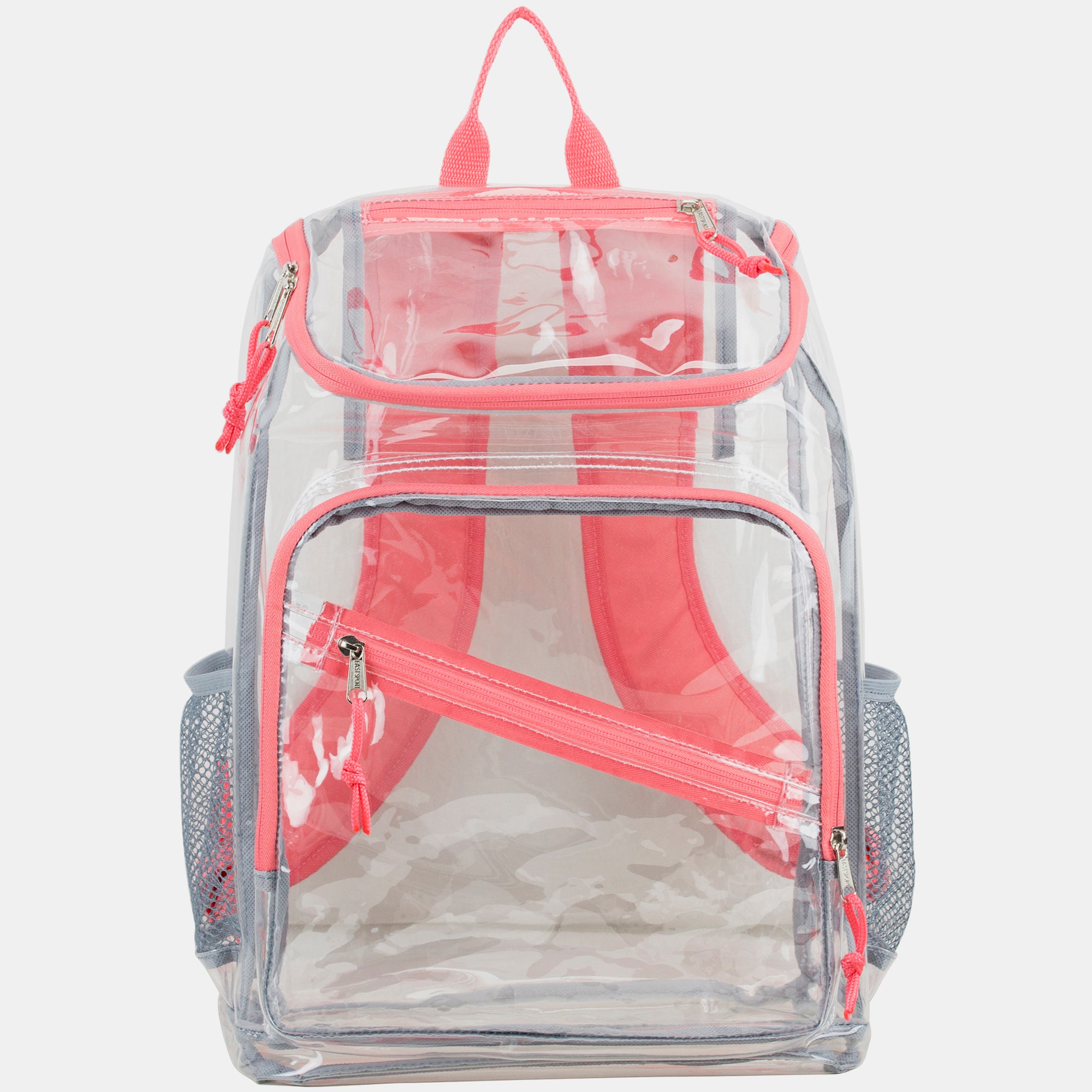 Eastsport Durable Clear Top Loader Backpack with Adjustable Colorful Straps - Transparent