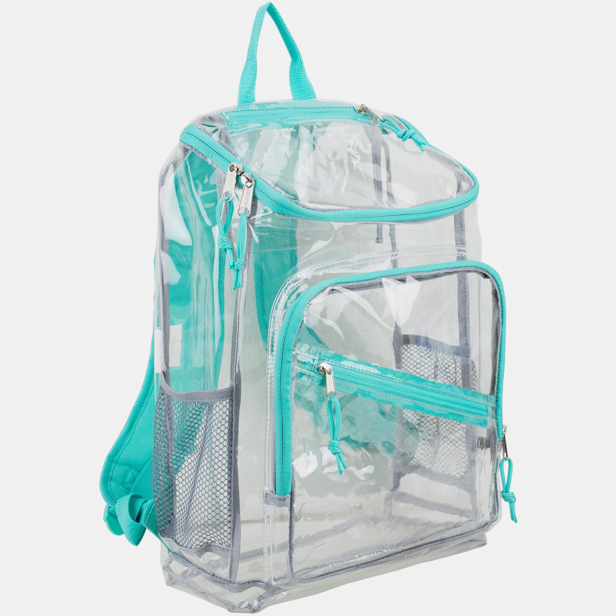 Eastsport Durable Clear Top Loader Backpack with Adjustable Colorful Straps - Transparent