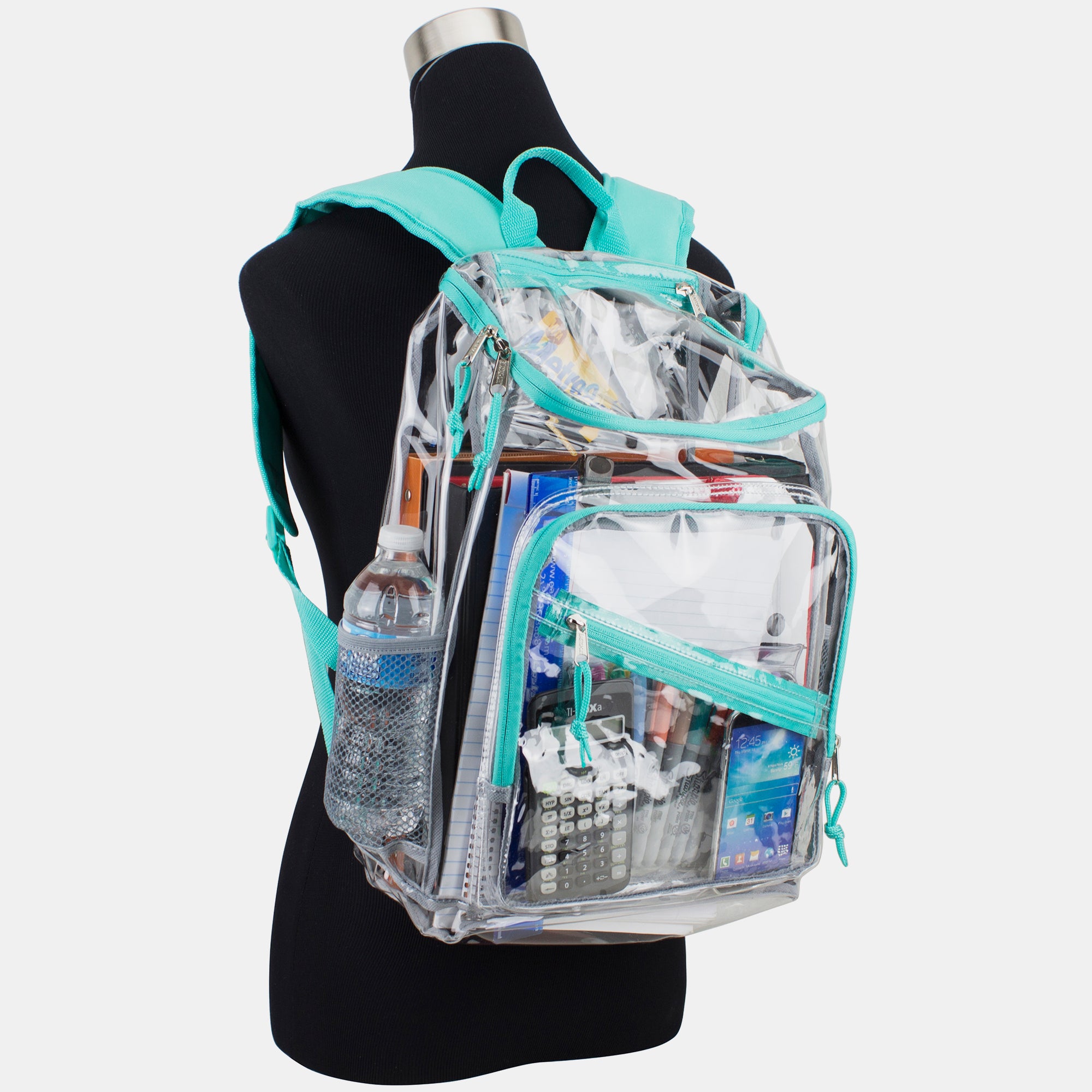 Eastsport Durable Clear Top Loader Backpack with Adjustable Colorful Straps - Transparent