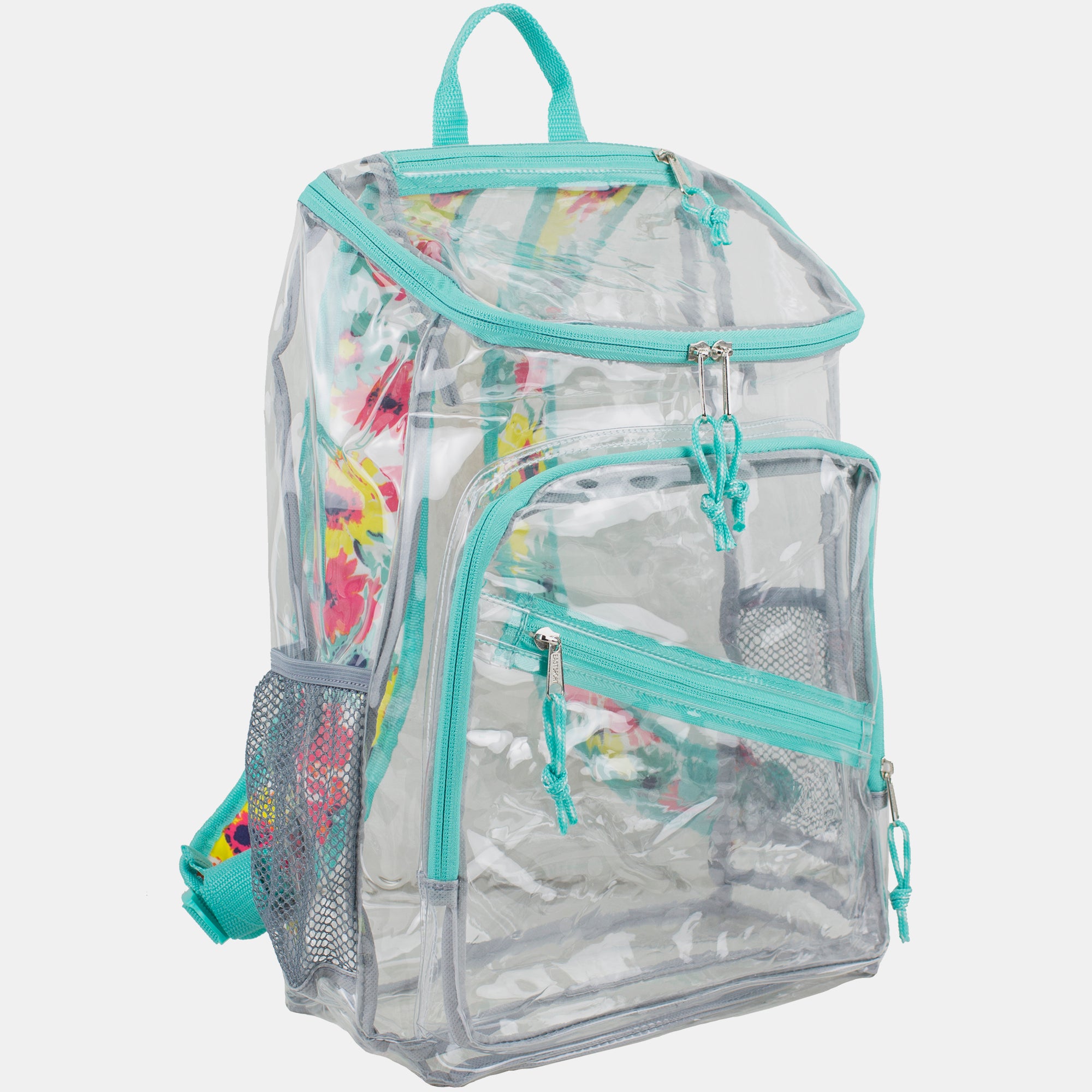 Eastsport Durable Clear Top Loader Backpack with Adjustable Colorful Straps - Transparent