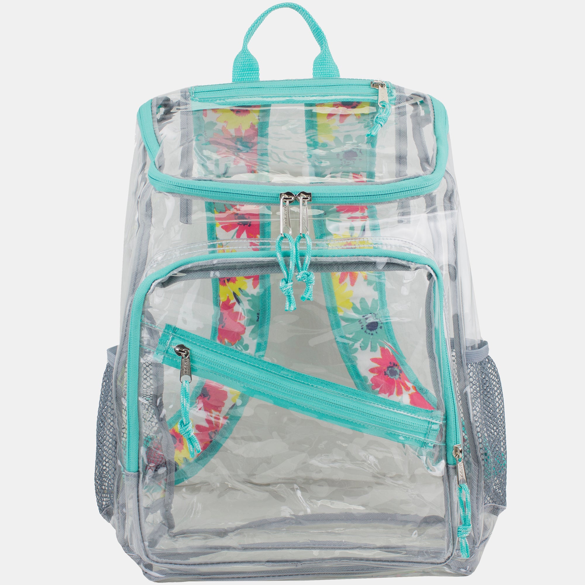 Eastsport Durable Clear Top Loader Backpack with Adjustable Colorful Straps - Transparent