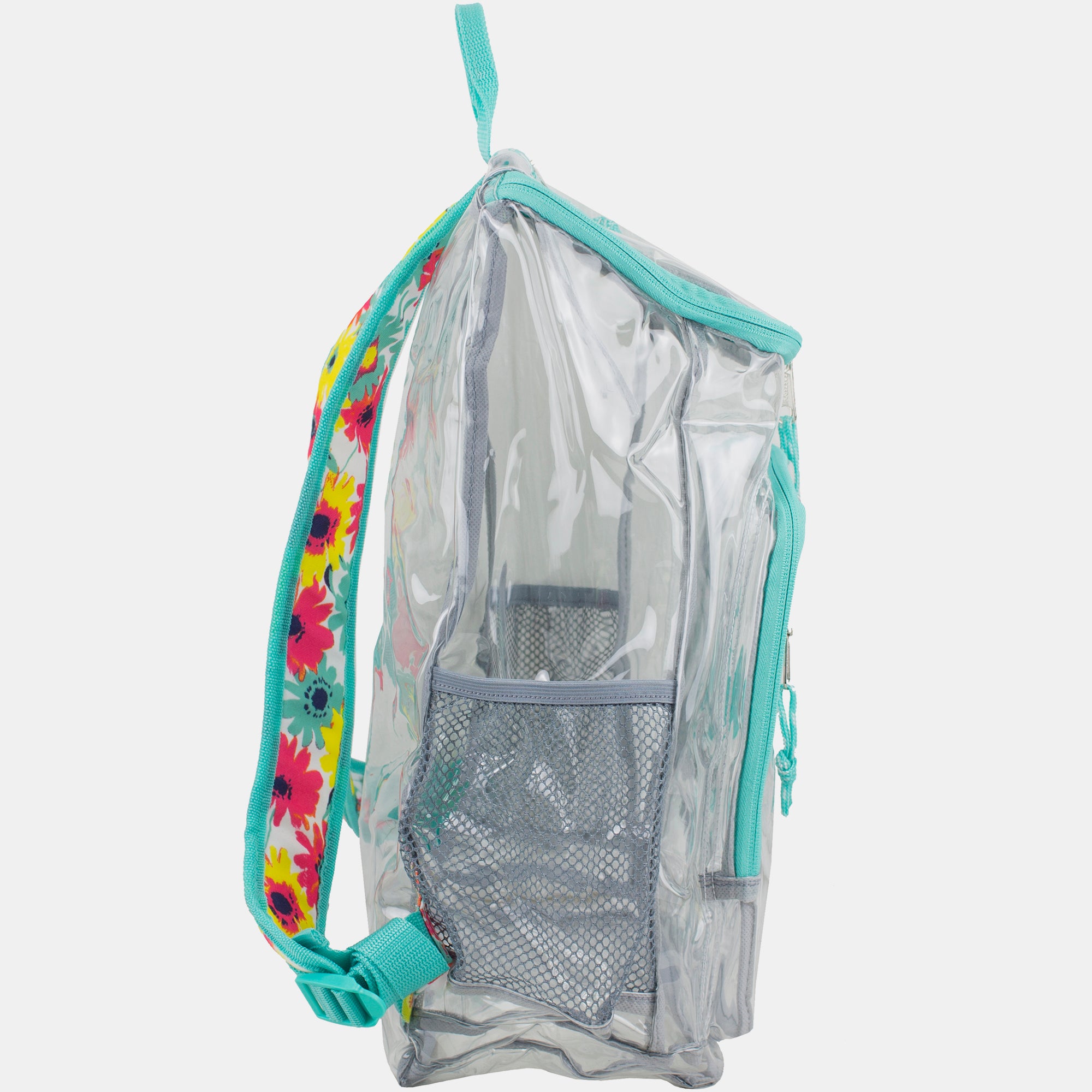 Eastsport Durable Clear Top Loader Backpack with Adjustable Colorful Straps - Transparent