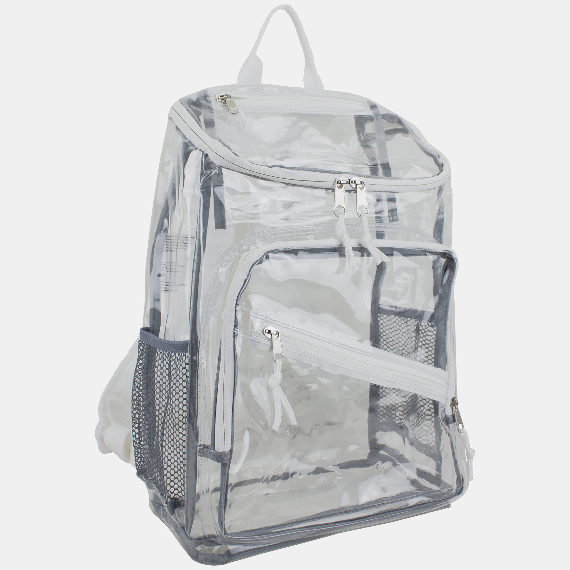 Eastsport Durable Clear Top Loader Backpack with Adjustable Colorful Straps - Transparent