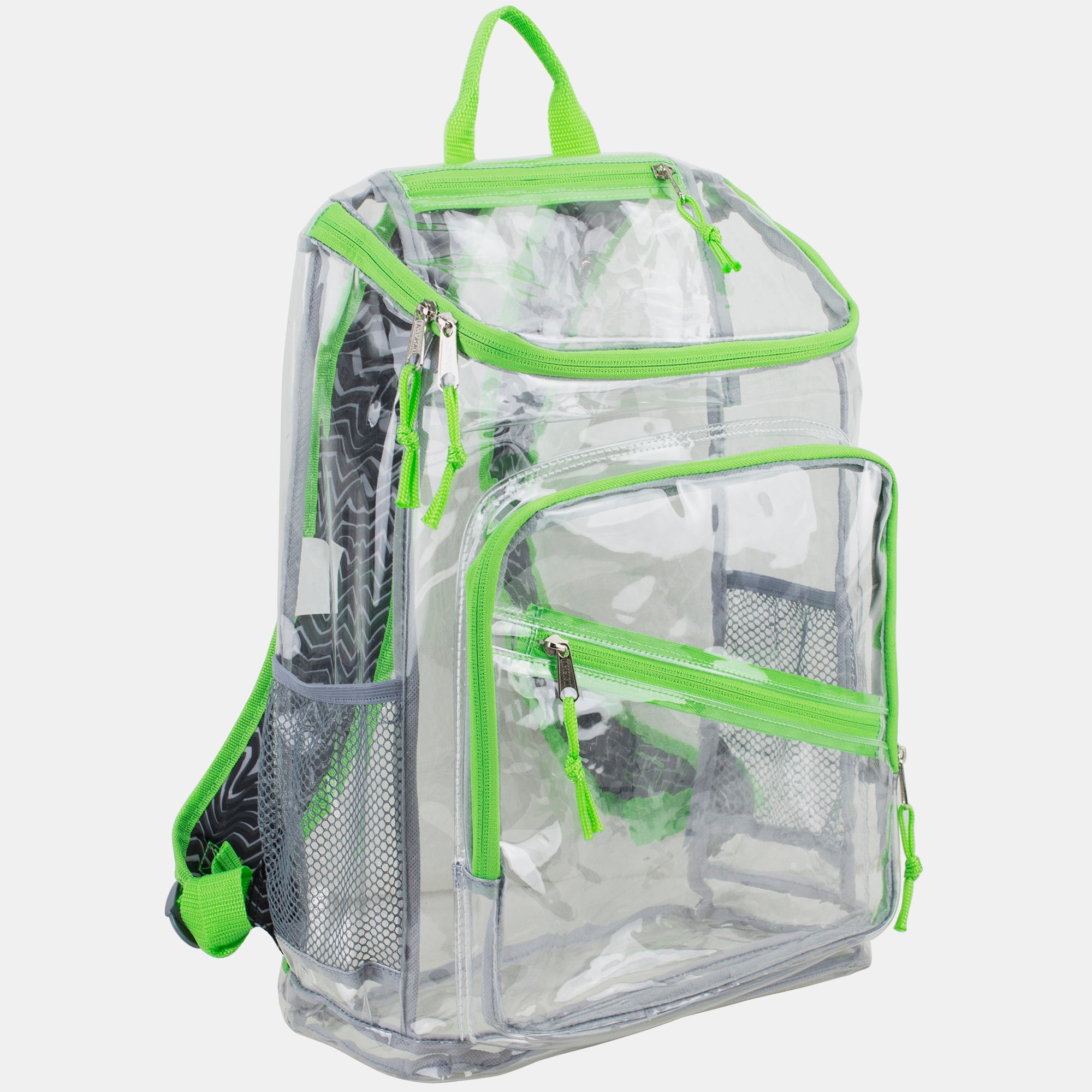 Eastsport Durable Clear Top Loader Backpack with Adjustable Colorful Straps - Transparent