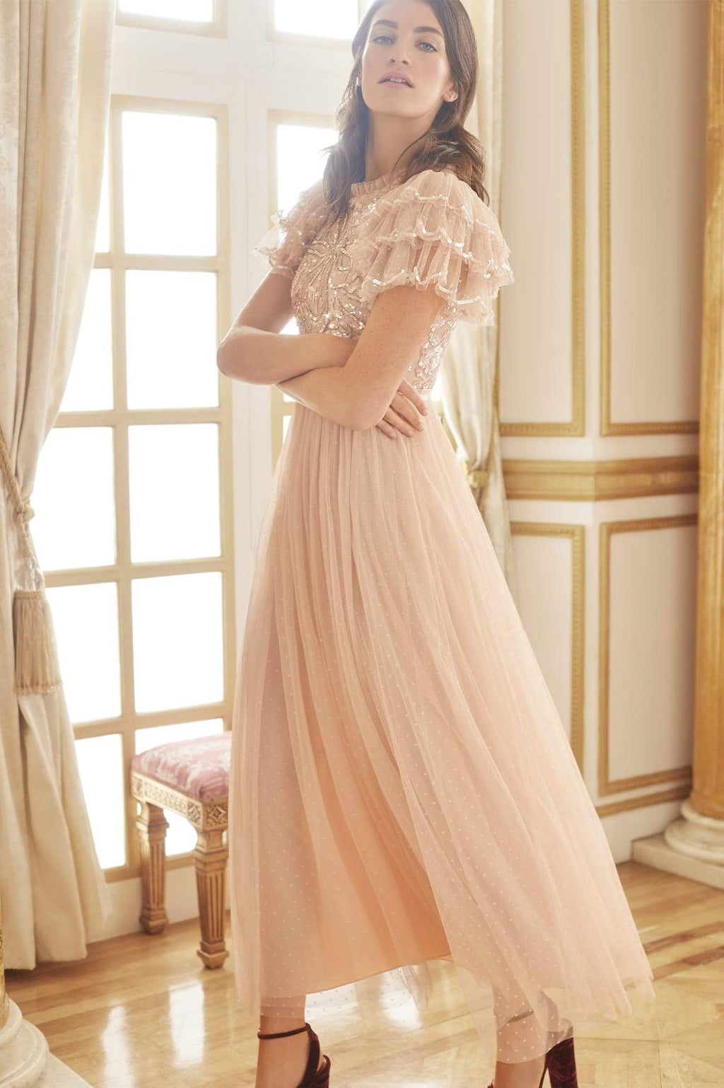 shirley ribbon bodice ankle maxi dress