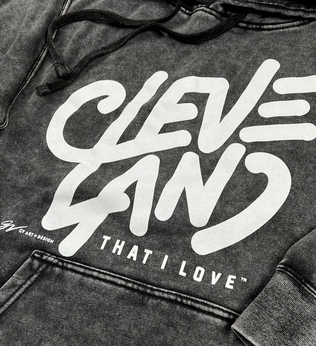 Cleveland Black Mineral Wash Hooded Sweatshirt