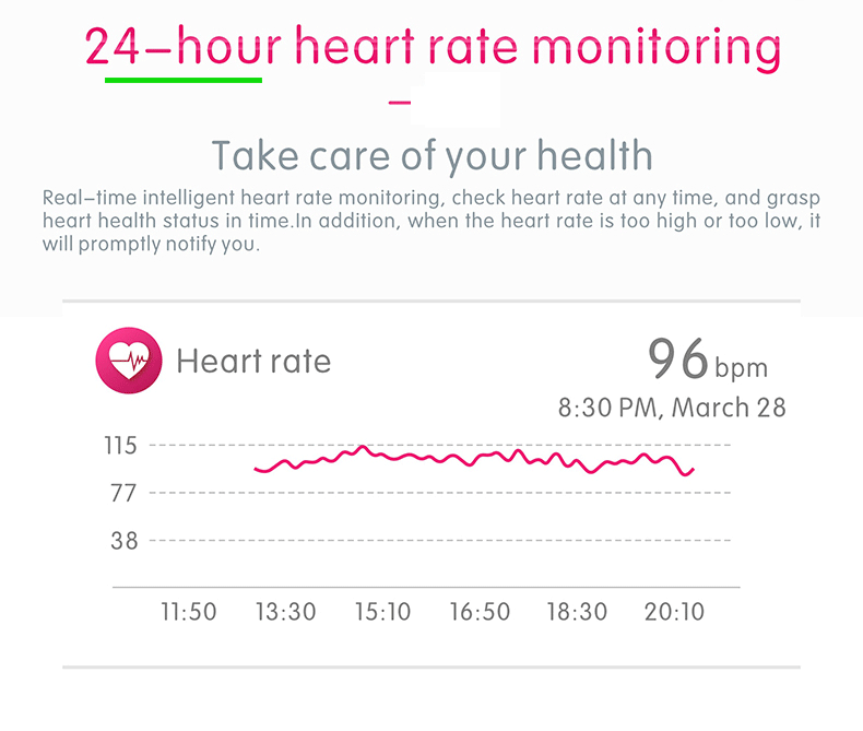 24 hours heart rate smart watch 2020