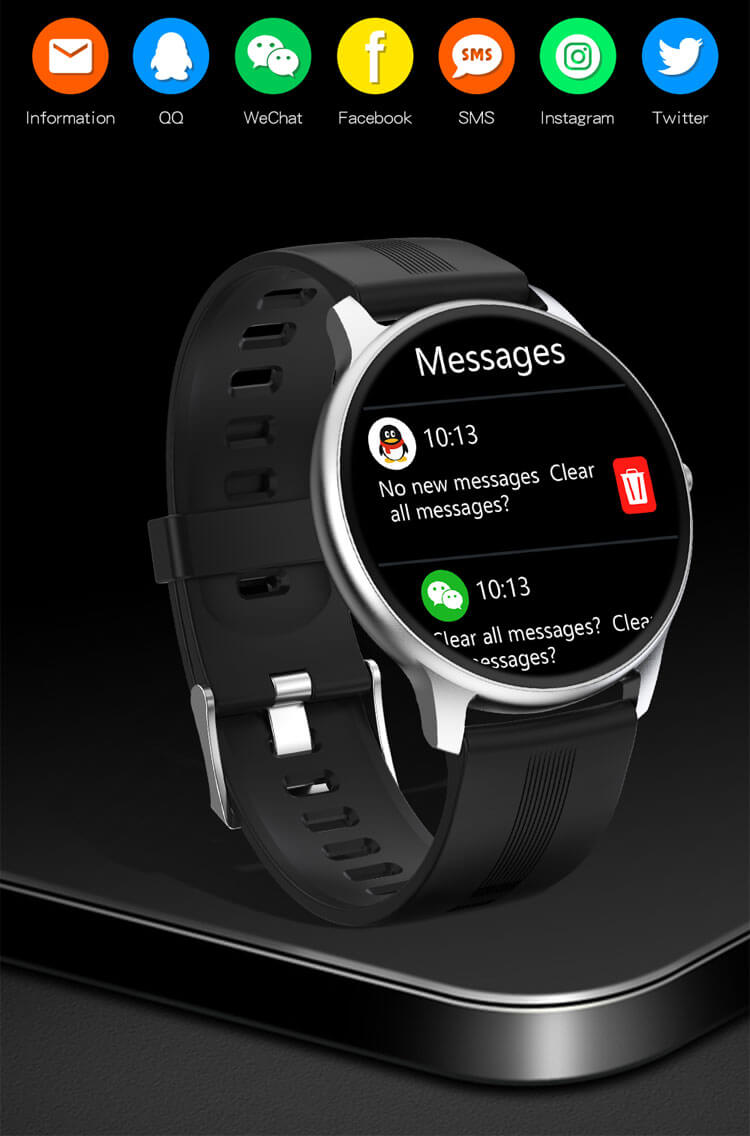 Active Pro Smart Watch Push Notifications with SMS and apps