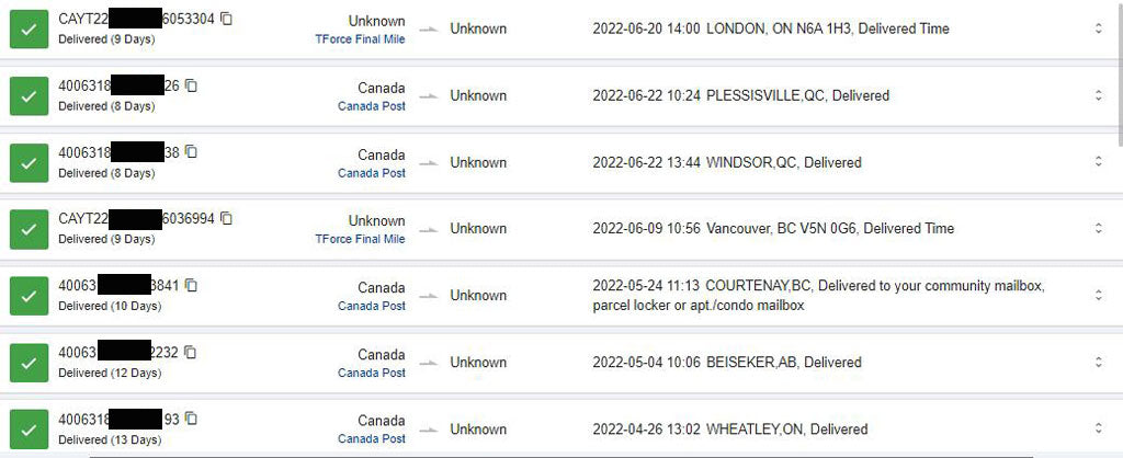 Canada Shipping time