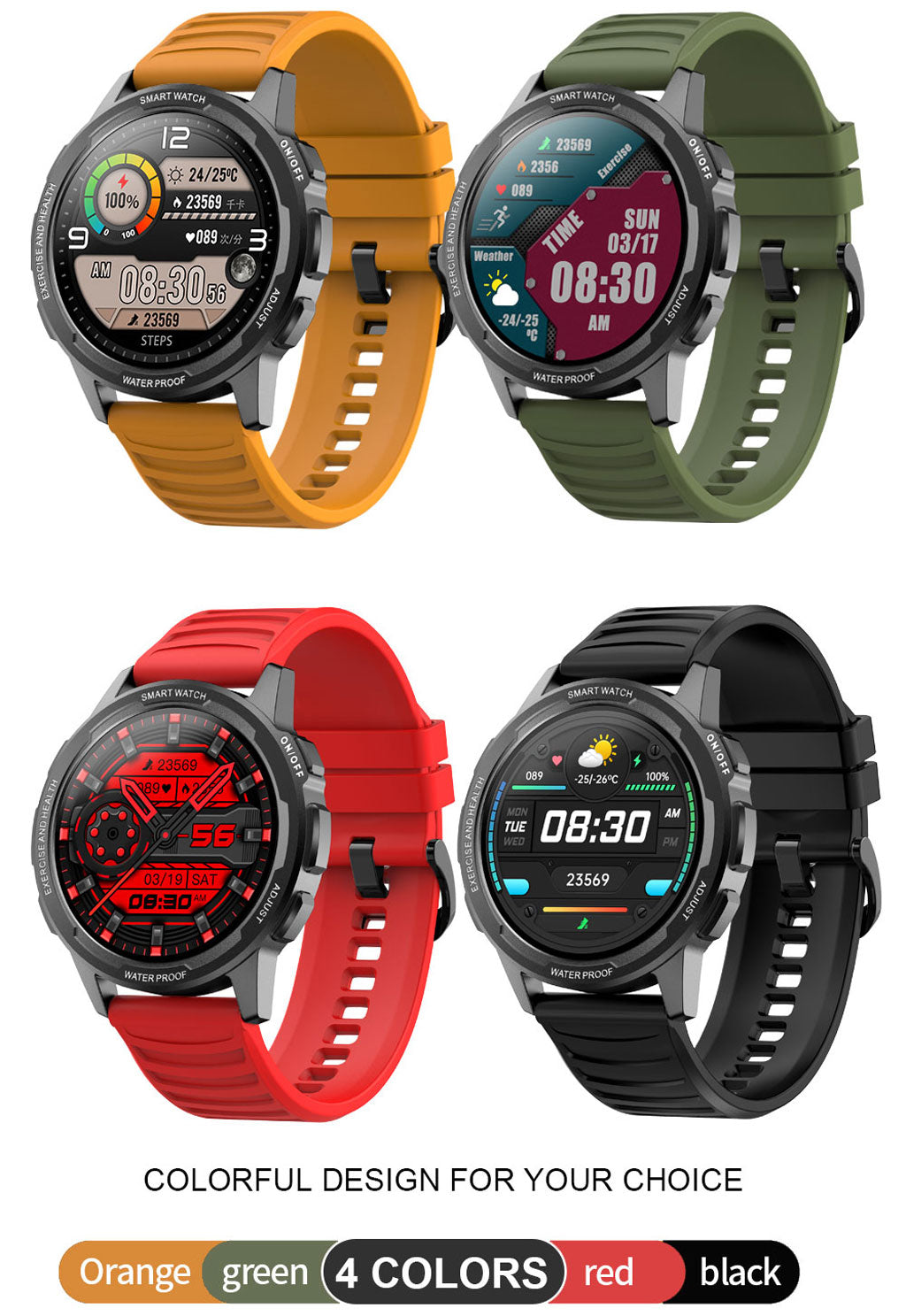 Viedefit-Rock-1-Smart-Watch-4-colors