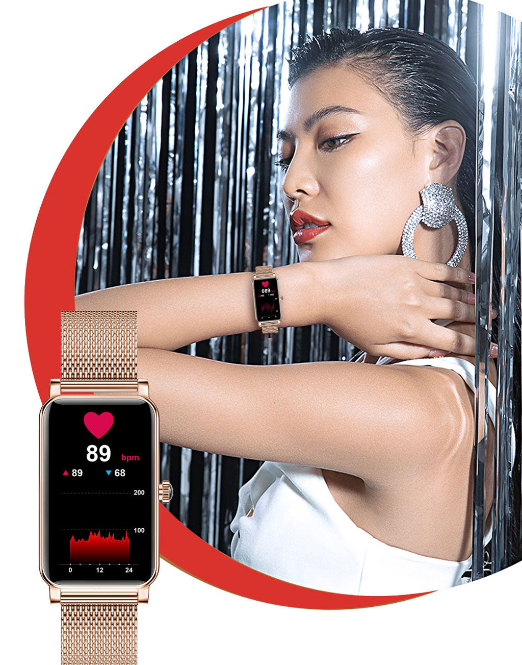 Viedefit-Rose-Smart-Watch-Blood-heart-rate-monitoring