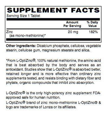 L-OptiZinc? 20 mg Tablets