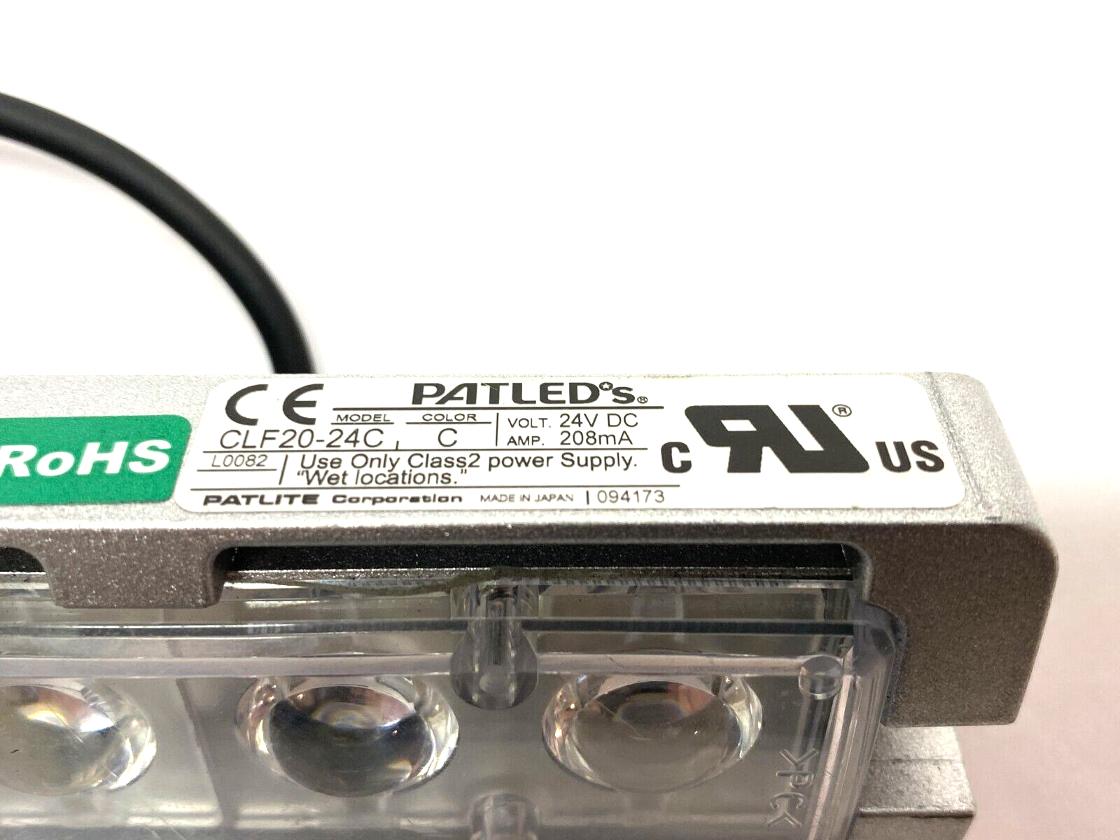 Patlite CLF20-24C PatLEDs Light Bar Super Bright 200mm 24VDC 1700lux Clear