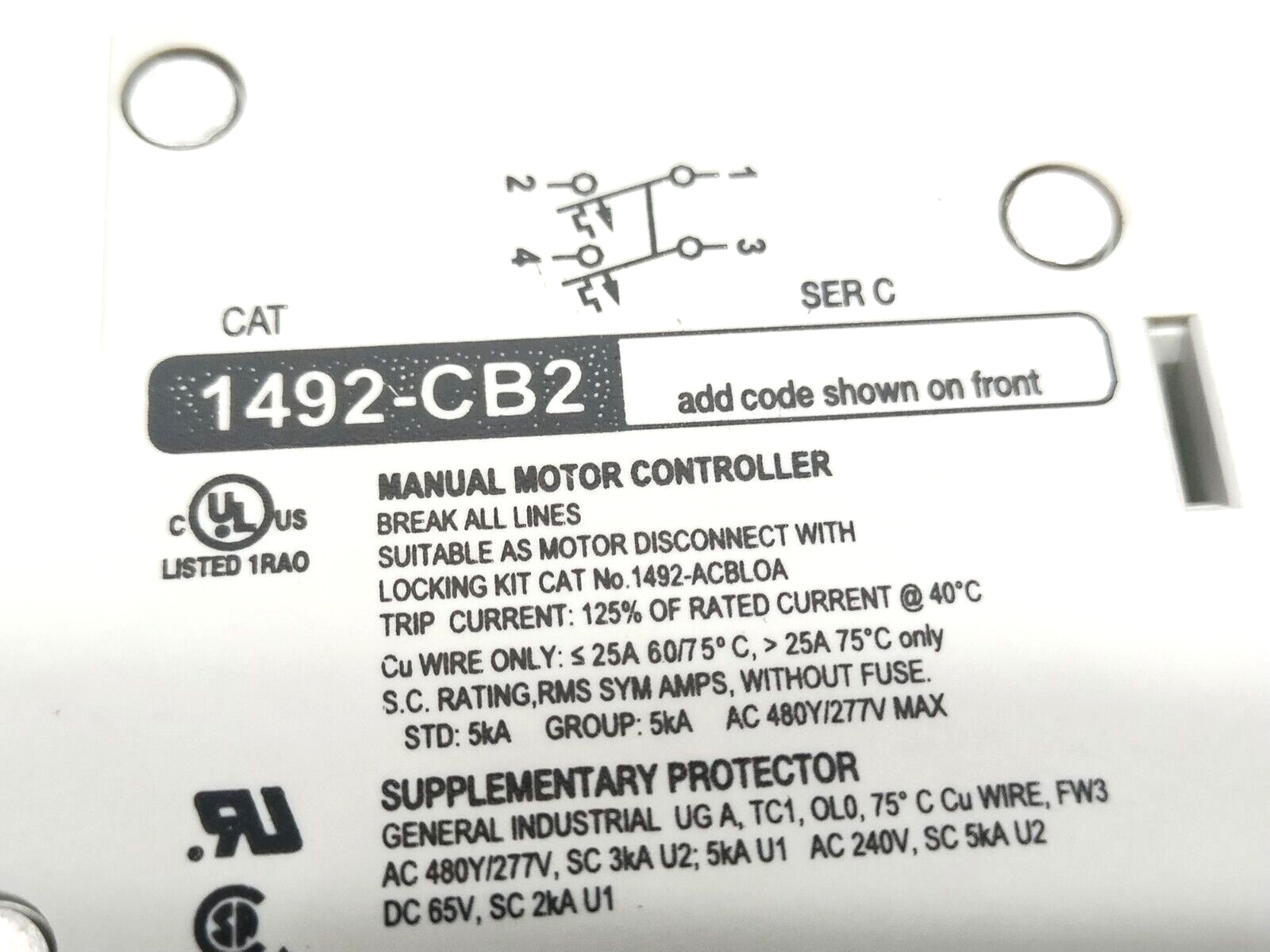 Allen Bradley 1492-CB2H080 Ser. C Miniature Circuit Breaker 8A 2HP